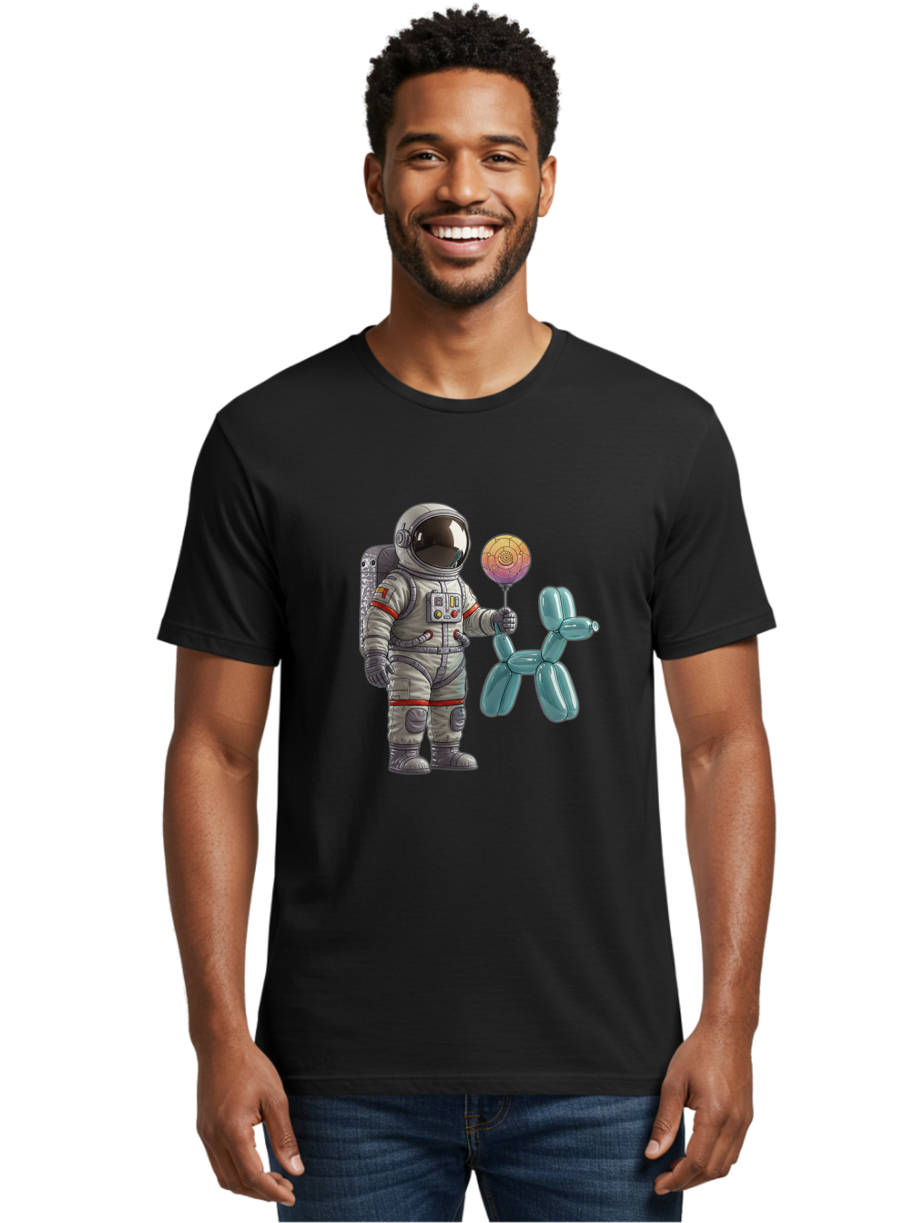 Astronaut-With-Balloon-Animal Men'S Graphic Tee, 100% Cotton, Comfortable Casual Summer Wear, Machine Washable, Vintage Camera, Old Camera, Antique Camera, Black Camera, Classic Photography, Photography Equipment, Nostalgic Device, Bal731 19