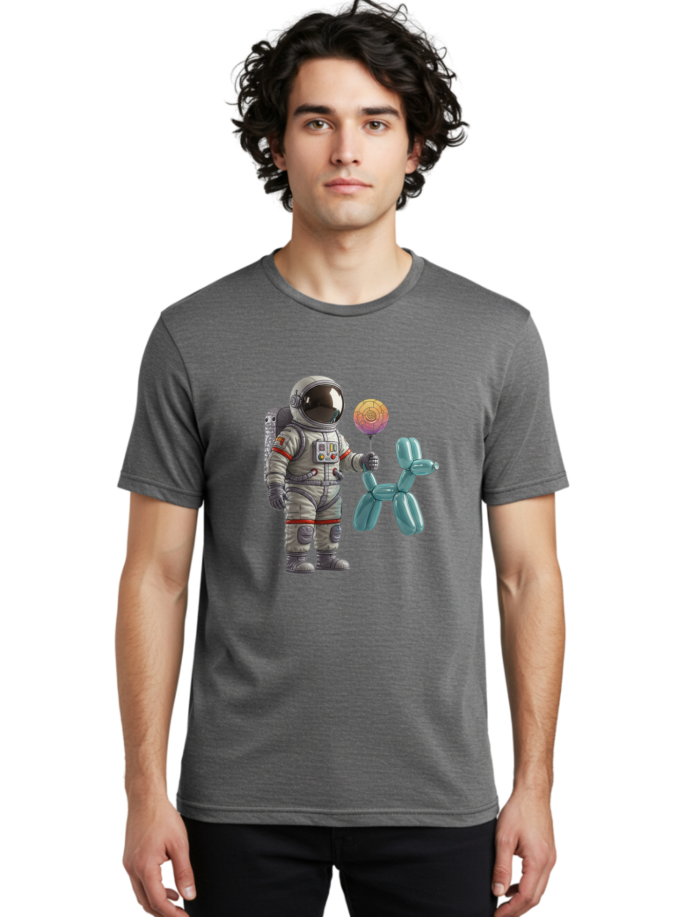 Astronaut-With-Balloon-Animal Men'S Graphic Tee, 100% Cotton, Comfortable Casual Summer Wear, Machine Washable, Vintage Camera, Old Camera, Antique Camera, Black Camera, Classic Photography, Photography Equipment, Nostalgic Device, Bal731 25