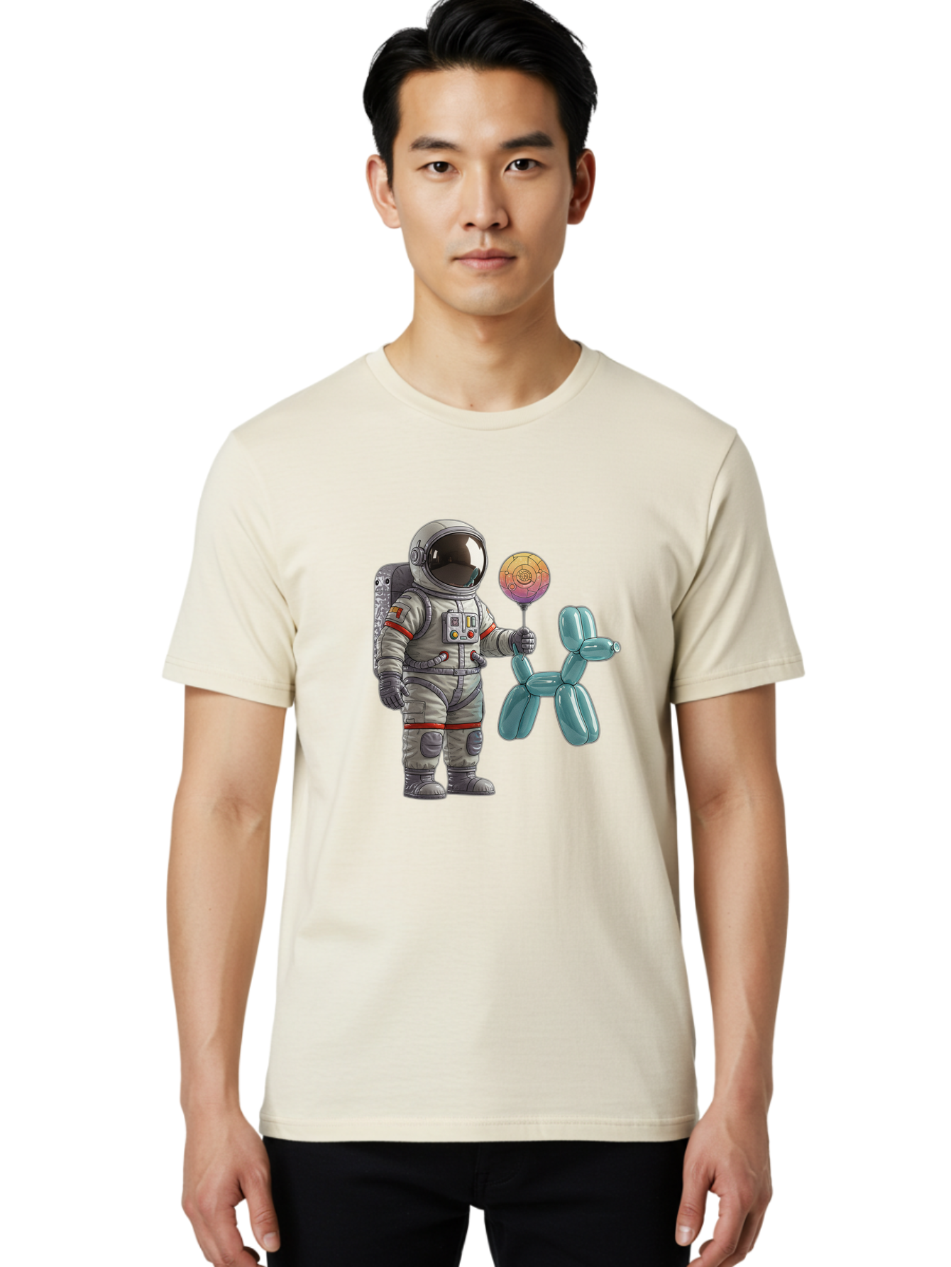 Astronaut-With-Balloon-Animal Men'S Graphic Tee, 100% Cotton, Comfortable Casual Summer Wear, Machine Washable, Vintage Camera, Old Camera, Antique Camera, Black Camera, Classic Photography, Photography Equipment, Nostalgic Device, Bal731 30