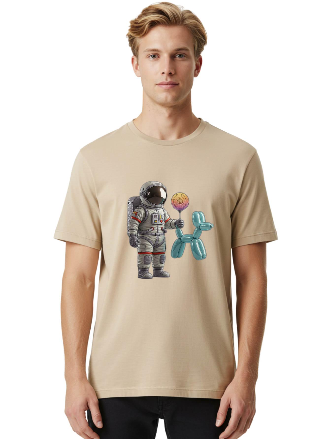Astronaut-With-Balloon-Animal Men'S Graphic Tee, 100% Cotton, Comfortable Casual Summer Wear, Machine Washable, Vintage Camera, Old Camera, Antique Camera, Black Camera, Classic Photography, Photography Equipment, Nostalgic Device, Bal731 22