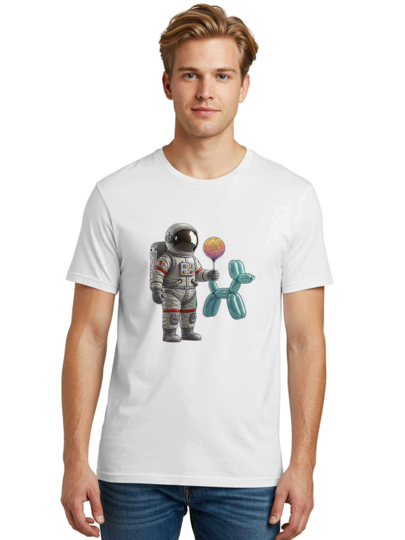 Astronaut-With-Balloon-Animal Men'S Graphic Tee, 100% Cotton, Comfortable Casual Summer Wear, Machine Washable, Vintage Camera, Old Camera, Antique Camera, Black Camera, Classic Photography, Photography Equipment, Nostalgic Device, Bal731 24