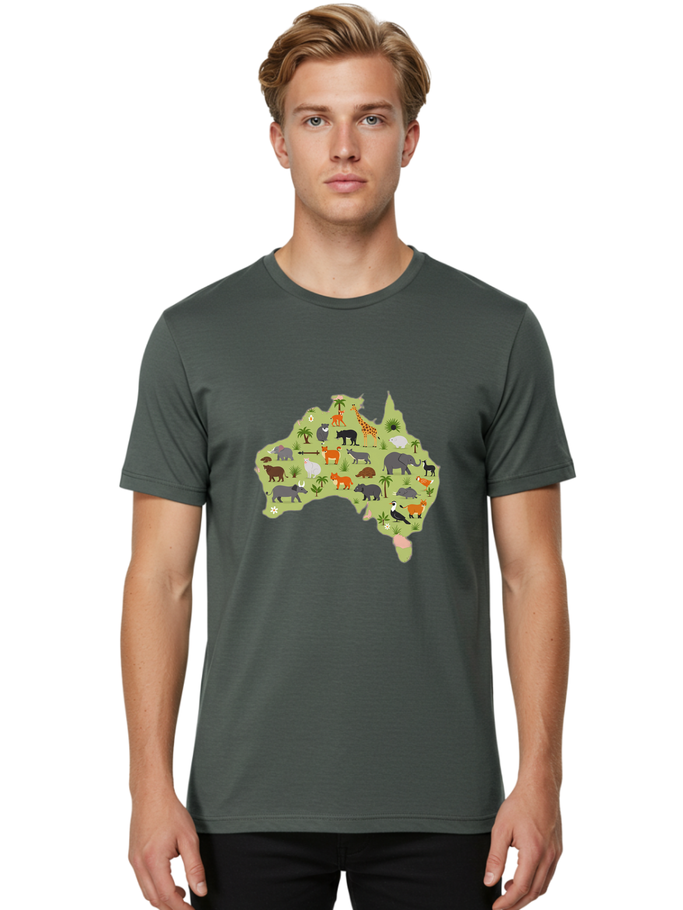 Australian-Animals-Map Men'S Graphic Tee, 100% Cotton, Comfortable Casual Summer Wear, Machine Washable, Vintage Camera, Old Camera, Antique Camera, Black Camera, Classic Photography, Photography Equipment, Nostalgic Device, Film Camera, Bal735 16