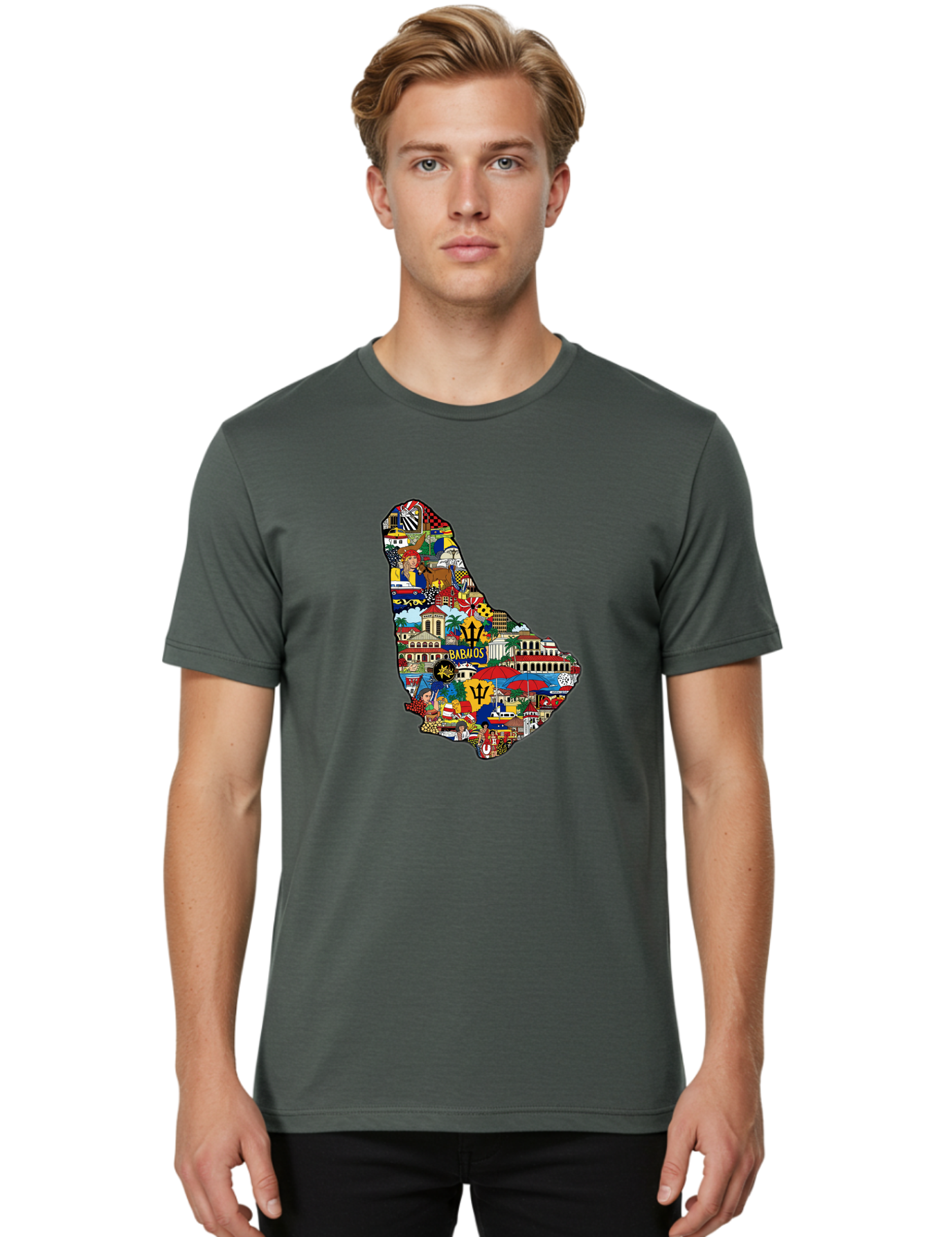 Barbados-Collage Men'S Graphic Tee, 100% Cotton, Comfortable Casual Summer Wear, Machine Washable, Vintage Camera, Old Camera, Antique Camera, Black Camera, Classic Photography, Photography Equipment, Nostalgic Device, Film Camera, Camera Art Bal752 19