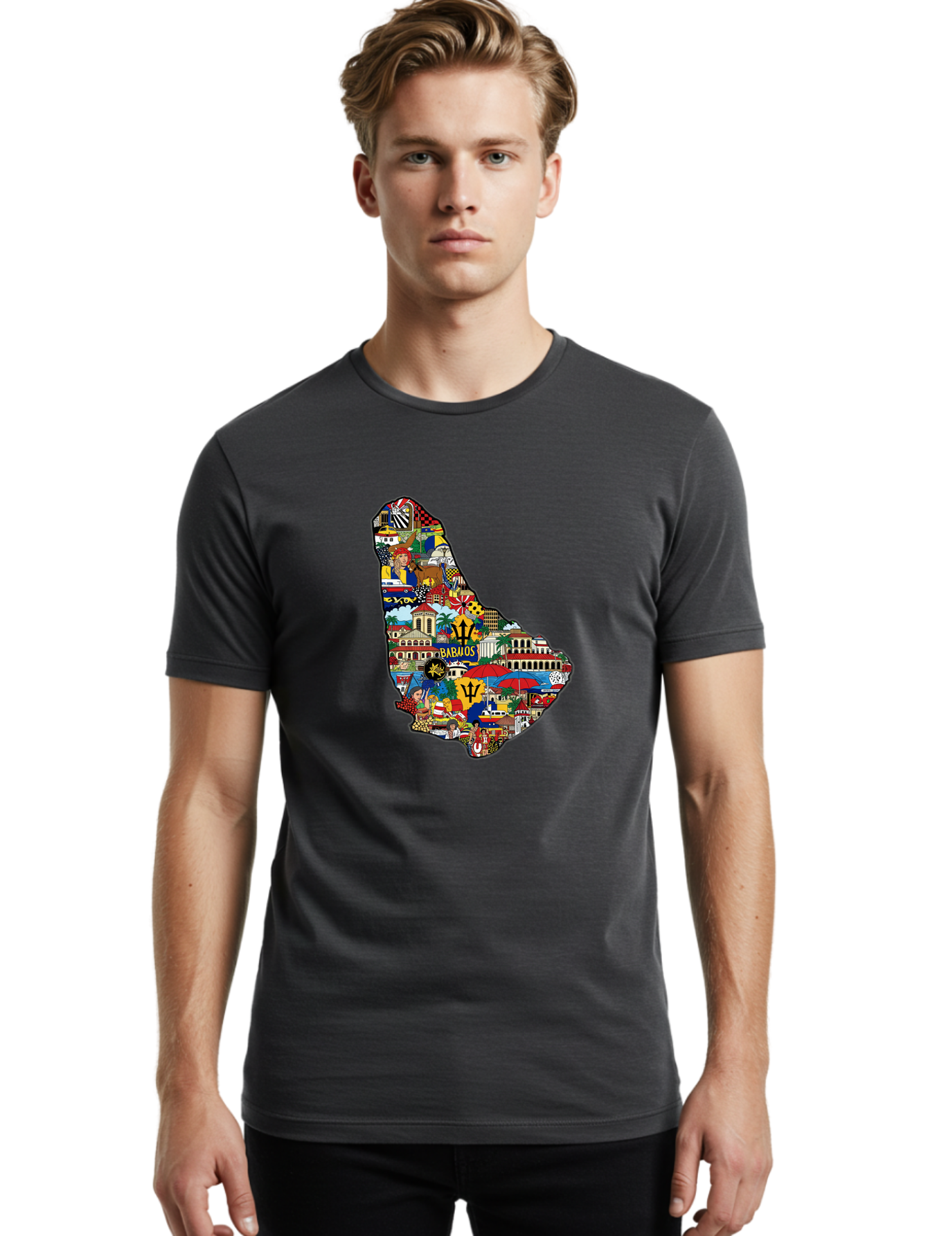 Barbados-Collage Men'S Graphic Tee, 100% Cotton, Comfortable Casual Summer Wear, Machine Washable, Vintage Camera, Old Camera, Antique Camera, Black Camera, Classic Photography, Photography Equipment, Nostalgic Device, Film Camera, Camera Art Bal752 16