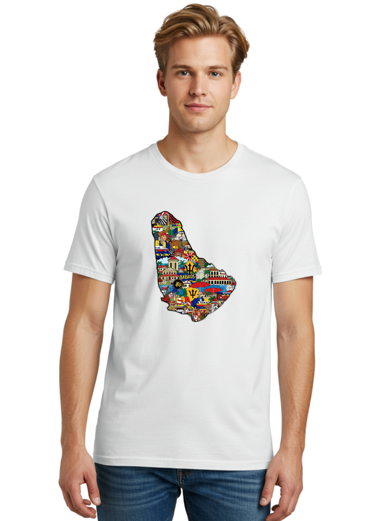 Barbados-Collage Men'S Graphic Tee, 100% Cotton, Comfortable Casual Summer Wear, Machine Washable, Vintage Camera, Old Camera, Antique Camera, Black Camera, Classic Photography, Photography Equipment, Nostalgic Device, Film Camera, Camera Art Bal752 30
