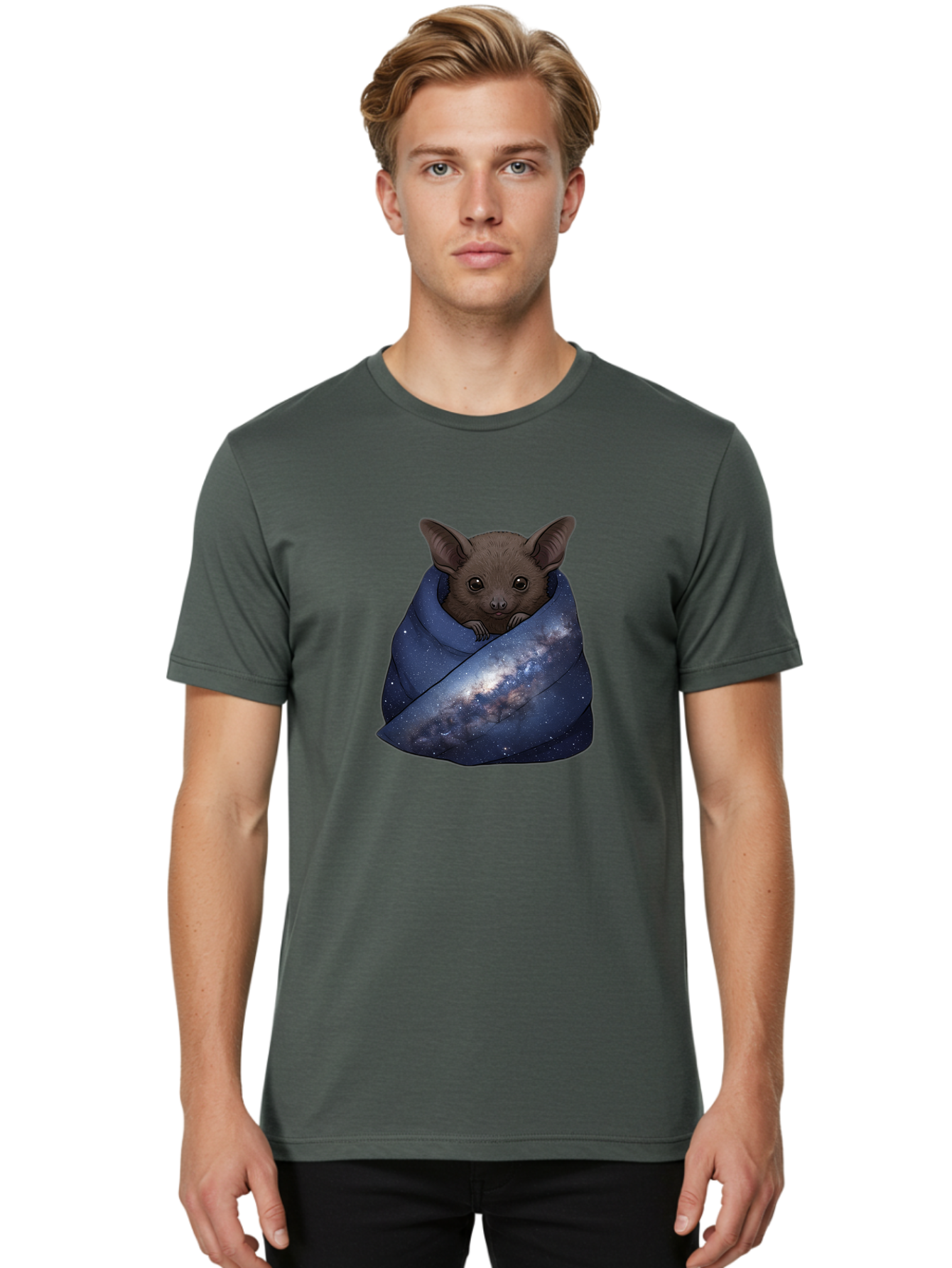 Bat-In-Galaxy-Blanket Men'S Graphic Tee, 100% Cotton, Comfortable Casual Summer Wear, Machine Washable, Vintage Camera, Old Camera, Antique Camera, Black Camera, Classic Photography, Photography Equipment, Nostalgic Device, Film Camera, Bal763 26