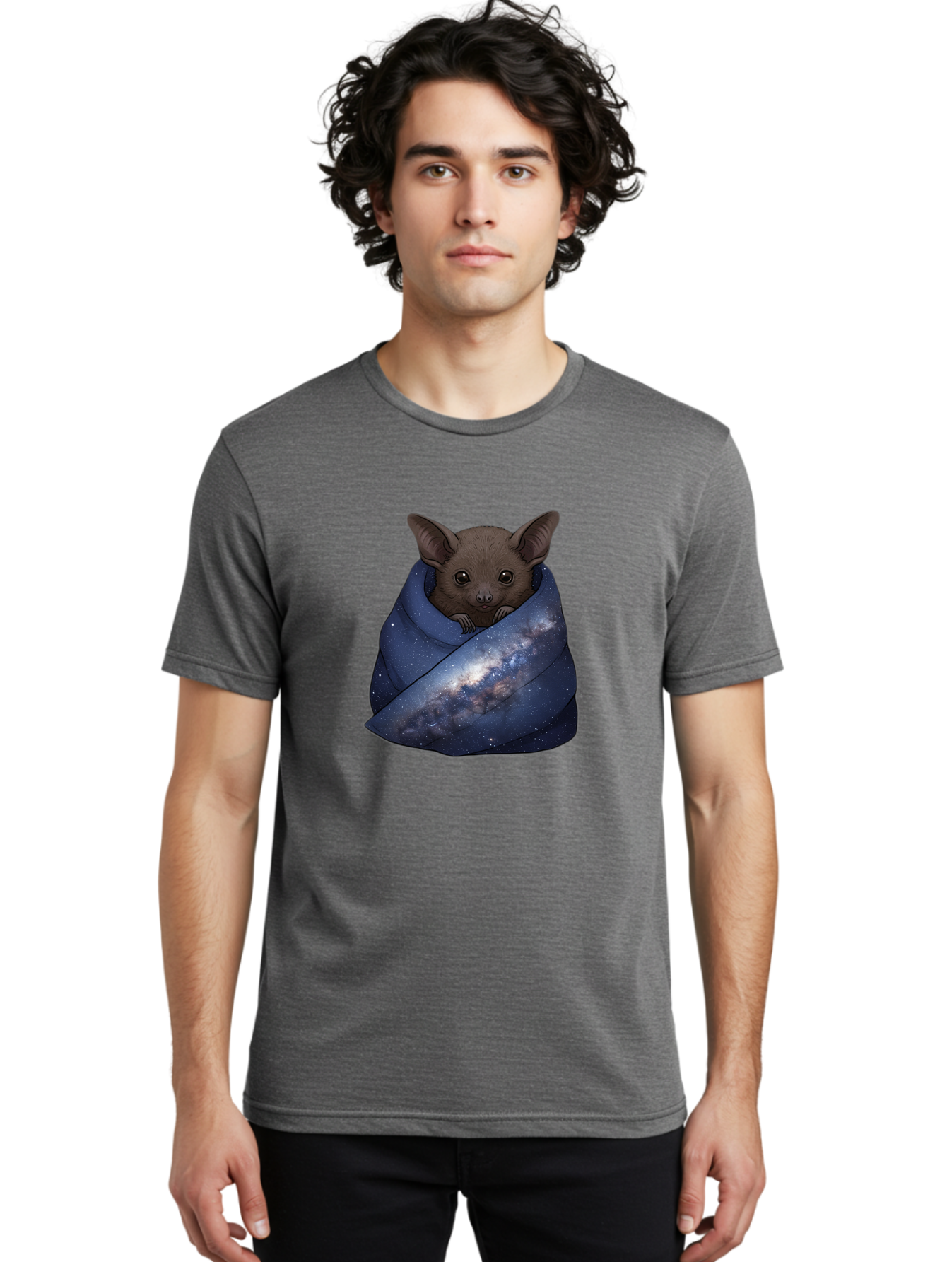Bat-In-Galaxy-Blanket Men'S Graphic Tee, 100% Cotton, Comfortable Casual Summer Wear, Machine Washable, Vintage Camera, Old Camera, Antique Camera, Black Camera, Classic Photography, Photography Equipment, Nostalgic Device, Film Camera, Bal763 30