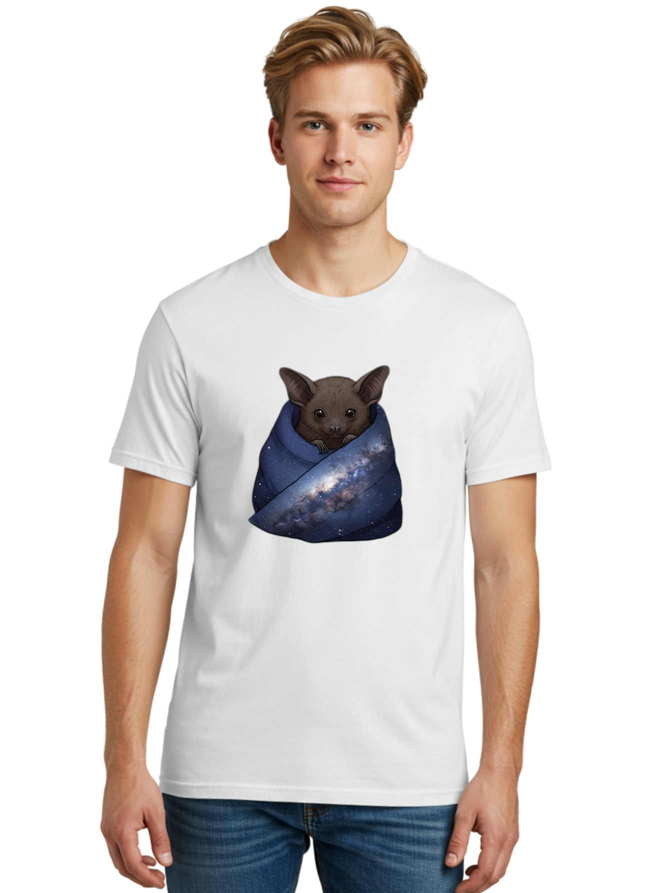 Bat-In-Galaxy-Blanket Men'S Graphic Tee, 100% Cotton, Comfortable Casual Summer Wear, Machine Washable, Vintage Camera, Old Camera, Antique Camera, Black Camera, Classic Photography, Photography Equipment, Nostalgic Device, Film Camera, Bal763 18