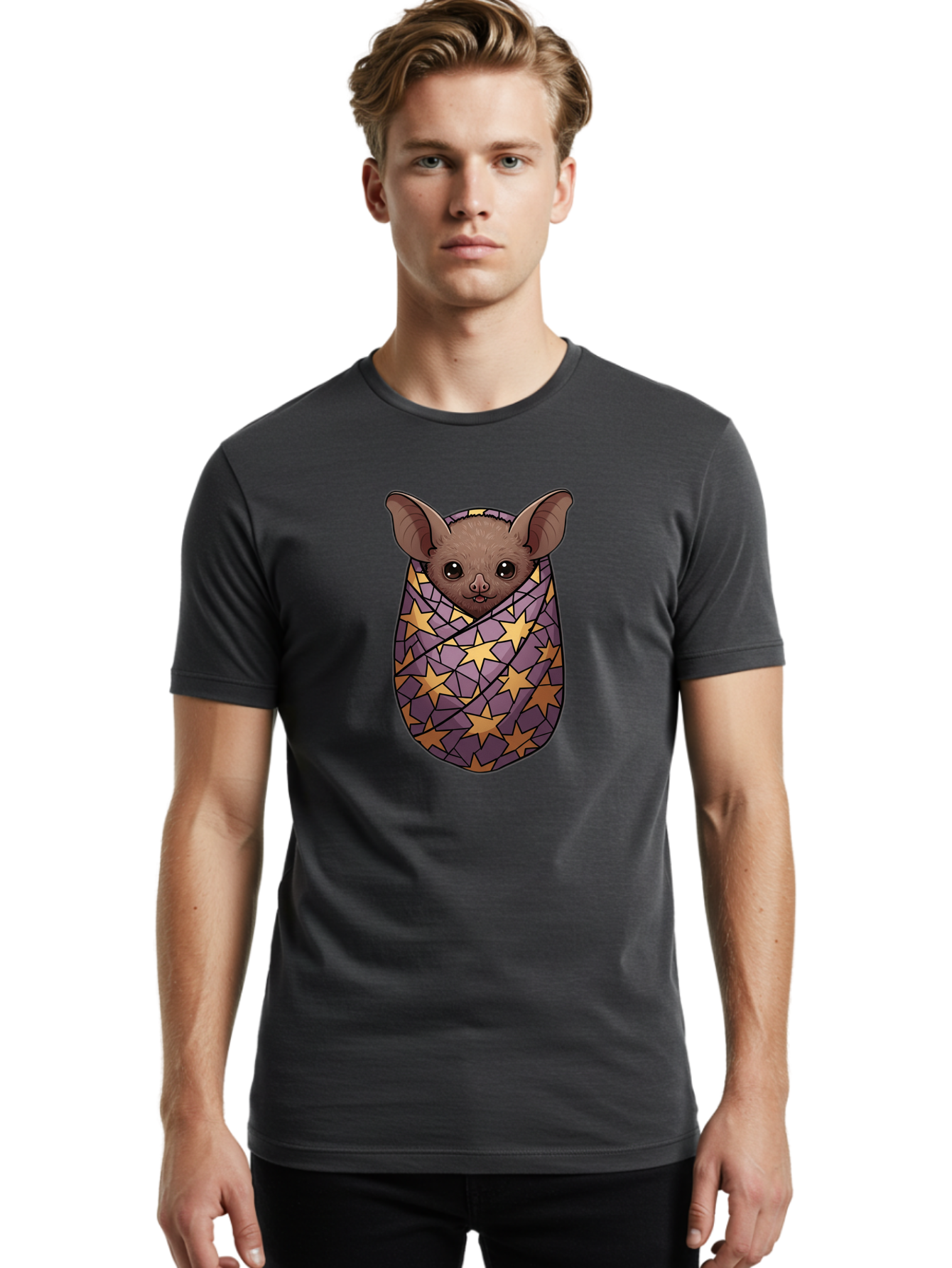 Bat-In-Stars-Blanket-1 Men'S Graphic Tee, 100% Cotton, Comfortable Casual Summer Wear, Machine Washable, Vintage Camera, Old Camera, Antique Camera, Black Camera, Classic Photography, Photography Equipment, Nostalgic Device, Film Camera, Bal766 17