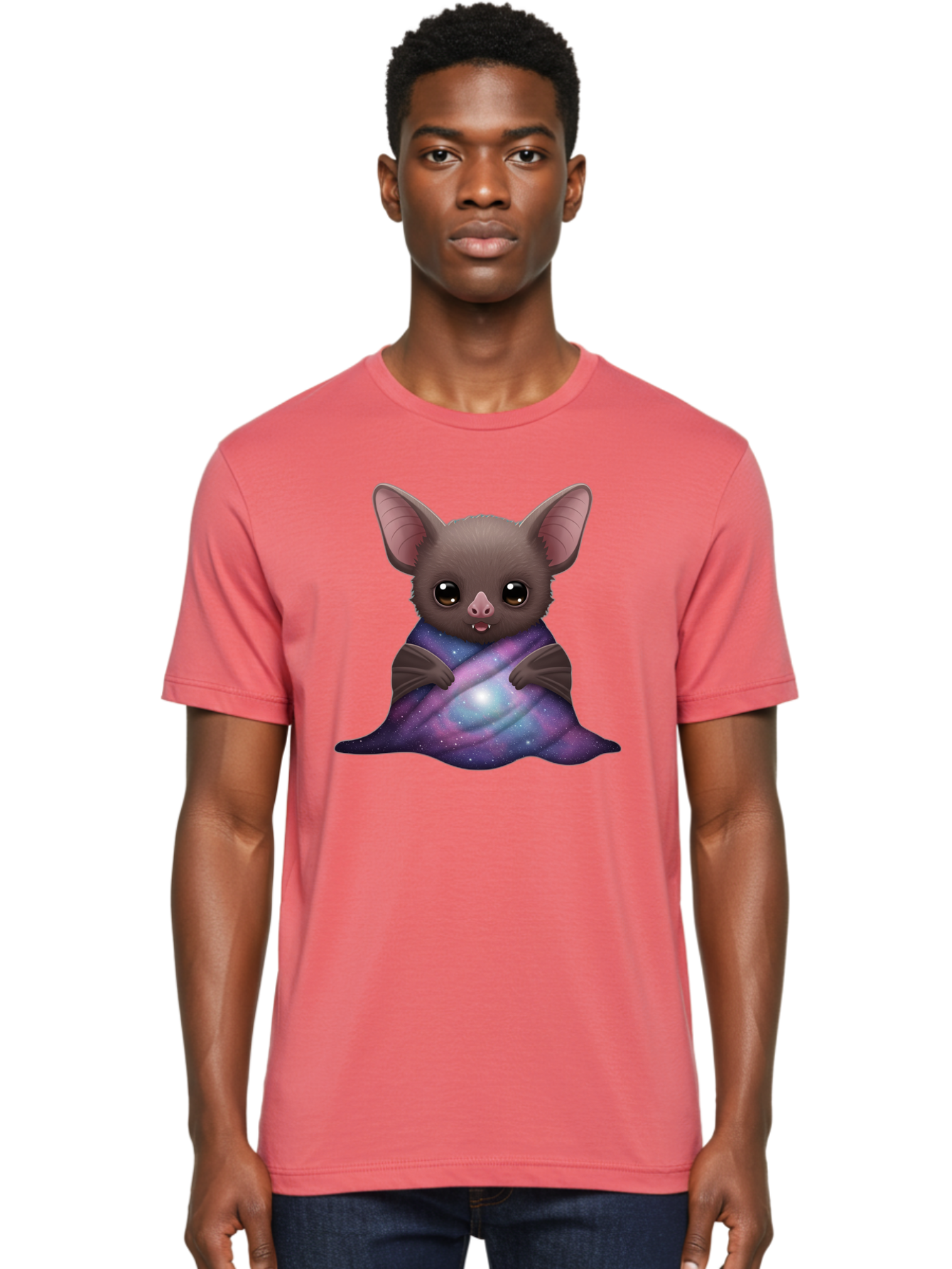 Bat-Wrapped-In-Galaxy-Blanket Men'S Graphic Tee, 100% Cotton, Comfortable Casual Summer Wear, Machine Washable, Vintage Camera, Old Camera, Antique Camera, Black Camera, Classic Photography, Photography Equipment, Nostalgic Device, Bal770 28