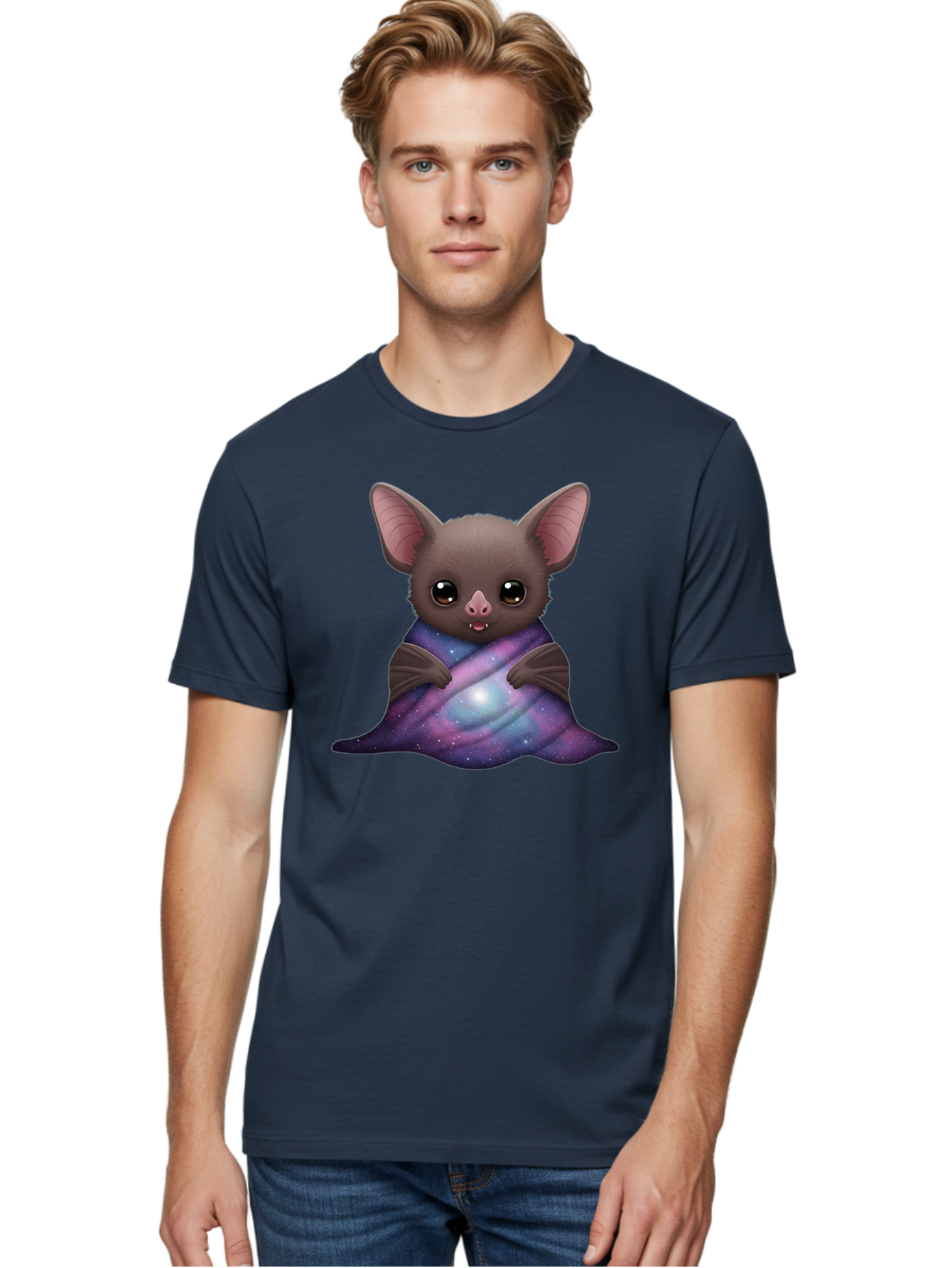 Bat-Wrapped-In-Galaxy-Blanket Men'S Graphic Tee, 100% Cotton, Comfortable Casual Summer Wear, Machine Washable, Vintage Camera, Old Camera, Antique Camera, Black Camera, Classic Photography, Photography Equipment, Nostalgic Device, Bal770 27