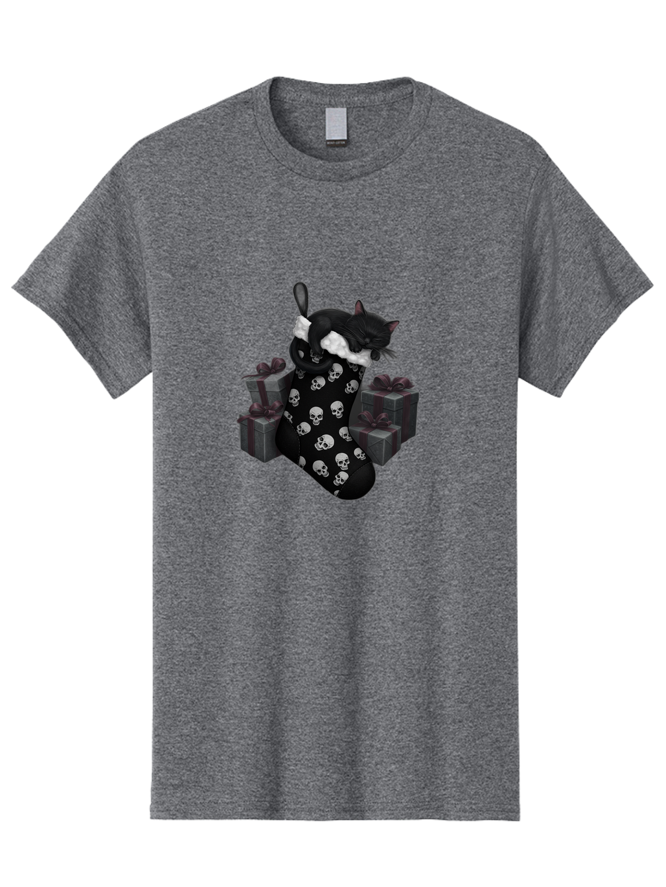 Black-Cat-In-Christmas-Stocking Men'S Graphic Tee, 100% Cotton, Comfortable Casual Summer Wear, Machine Washable, Vintage Camera, Old Camera, Antique Camera, Black Camera, Classic Photography, Photography Equipment, Nostalgic Device, Bal803 5