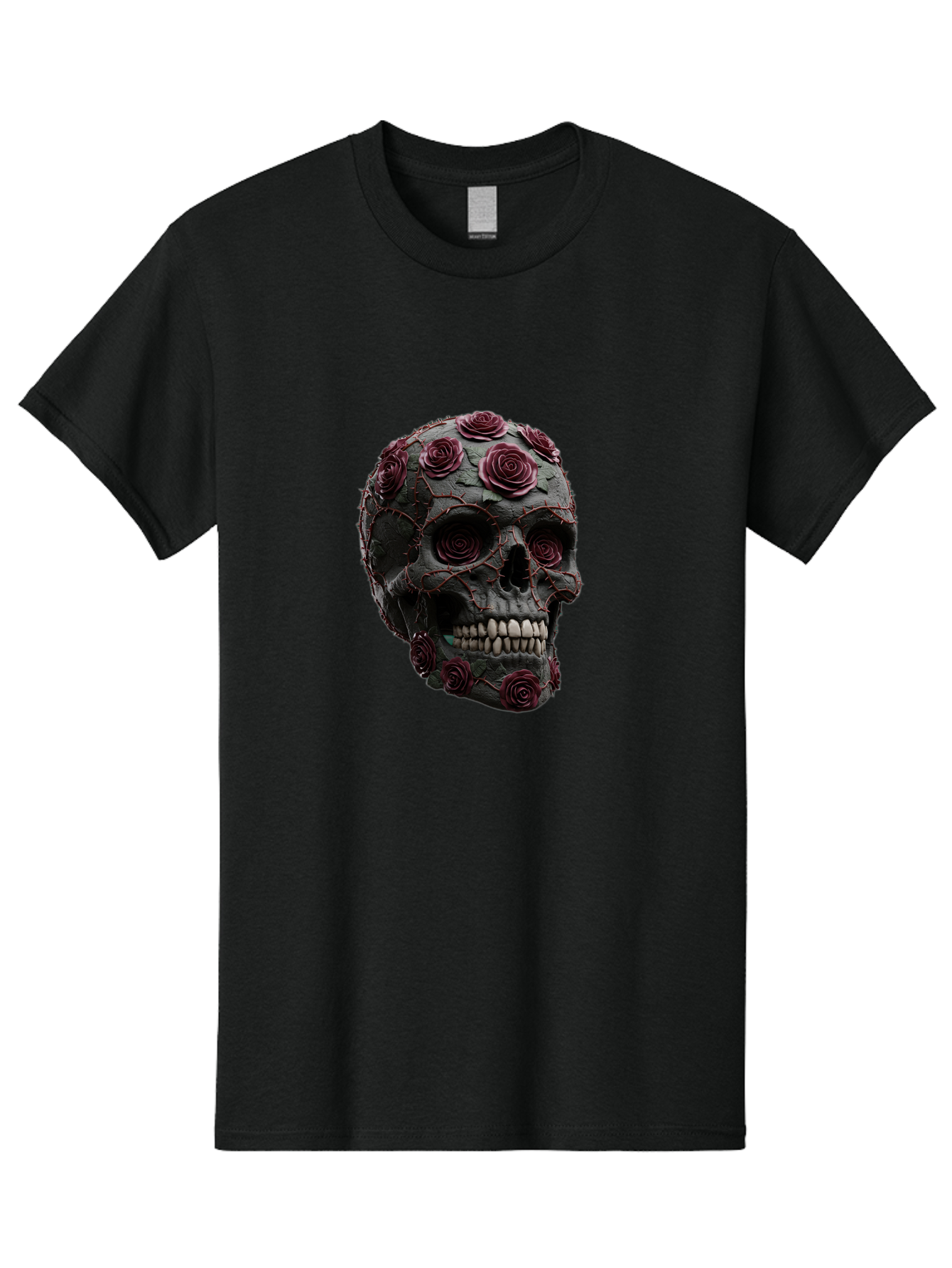 Black-Skull-With-Roses-3 Men'S Graphic Tee, 100% Cotton, Comfortable Casual Summer Wear, Machine Washable, Vintage Camera, Old Camera, Antique Camera, Black Camera, Classic Photography, Photography Equipment, Nostalgic Device, Film Camera, Bal826 7