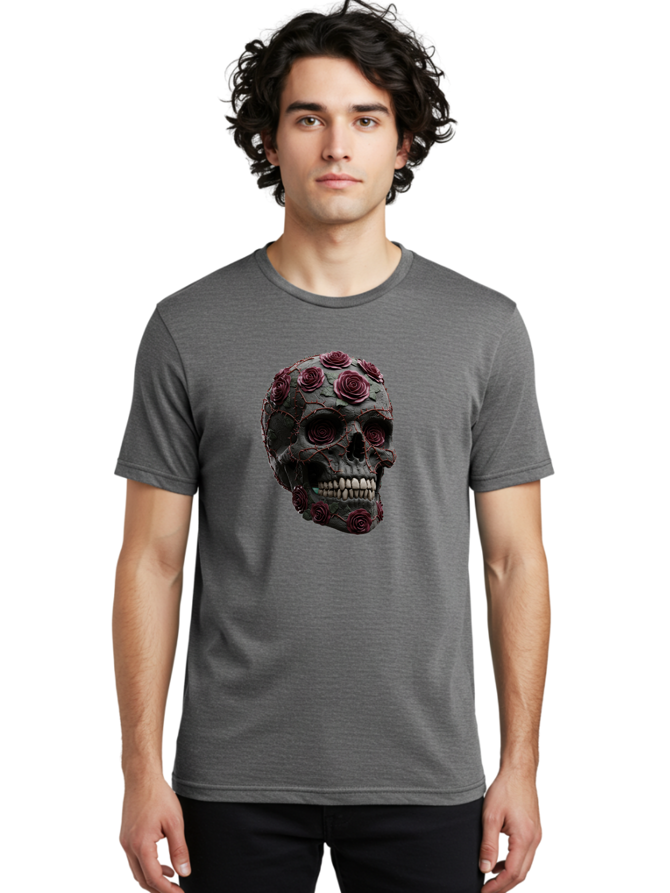 Black-Skull-With-Roses-3 Men'S Graphic Tee, 100% Cotton, Comfortable Casual Summer Wear, Machine Washable, Vintage Camera, Old Camera, Antique Camera, Black Camera, Classic Photography, Photography Equipment, Nostalgic Device, Film Camera, Bal826 21