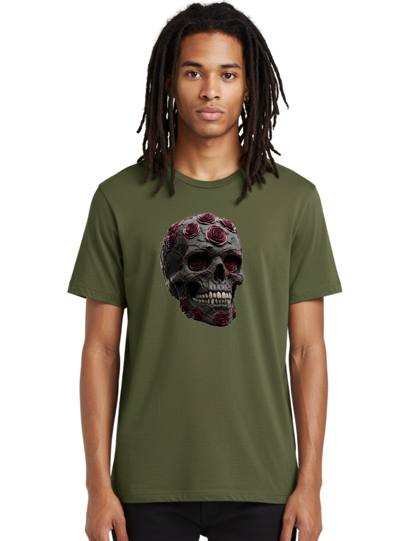Black-Skull-With-Roses-3 Men'S Graphic Tee, 100% Cotton, Comfortable Casual Summer Wear, Machine Washable, Vintage Camera, Old Camera, Antique Camera, Black Camera, Classic Photography, Photography Equipment, Nostalgic Device, Film Camera, Bal826 26