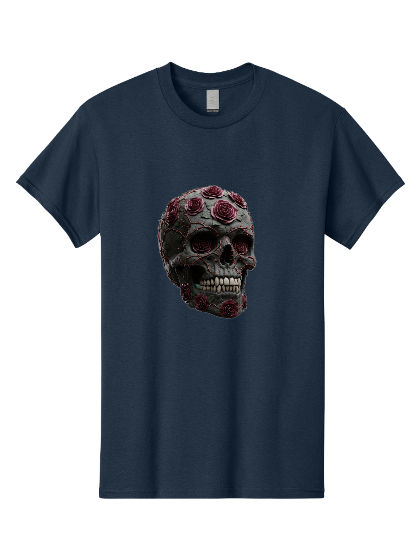 Black-Skull-With-Roses-3 Men'S Graphic Tee, 100% Cotton, Comfortable Casual Summer Wear, Machine Washable, Vintage Camera, Old Camera, Antique Camera, Black Camera, Classic Photography, Photography Equipment, Nostalgic Device, Film Camera, Bal826 2
