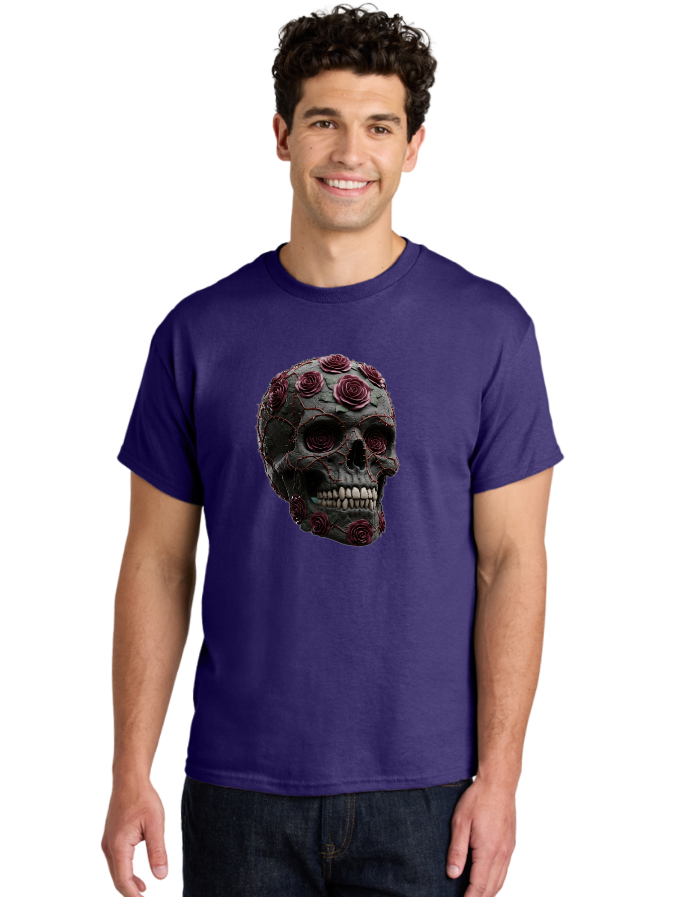 Black-Skull-With-Roses-3 Men'S Graphic Tee, 100% Cotton, Comfortable Casual Summer Wear, Machine Washable, Vintage Camera, Old Camera, Antique Camera, Black Camera, Classic Photography, Photography Equipment, Nostalgic Device, Film Camera, Bal826 16