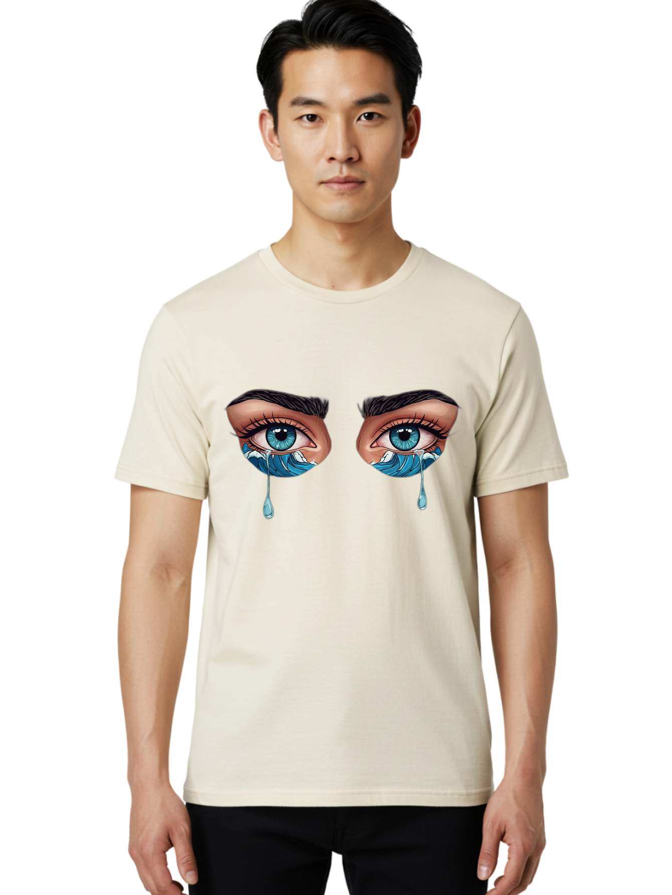 Crying-Eyes-With-Ocean-Waves Men'S Graphic Tee, 100% Cotton, Comfortable Casual Summer Wear, Machine Washable, Vintage Camera, Old Camera, Antique Camera, Black Camera, Classic Photography, Photography Equipment, Nostalgic Device, Film Camera, Bam157 21