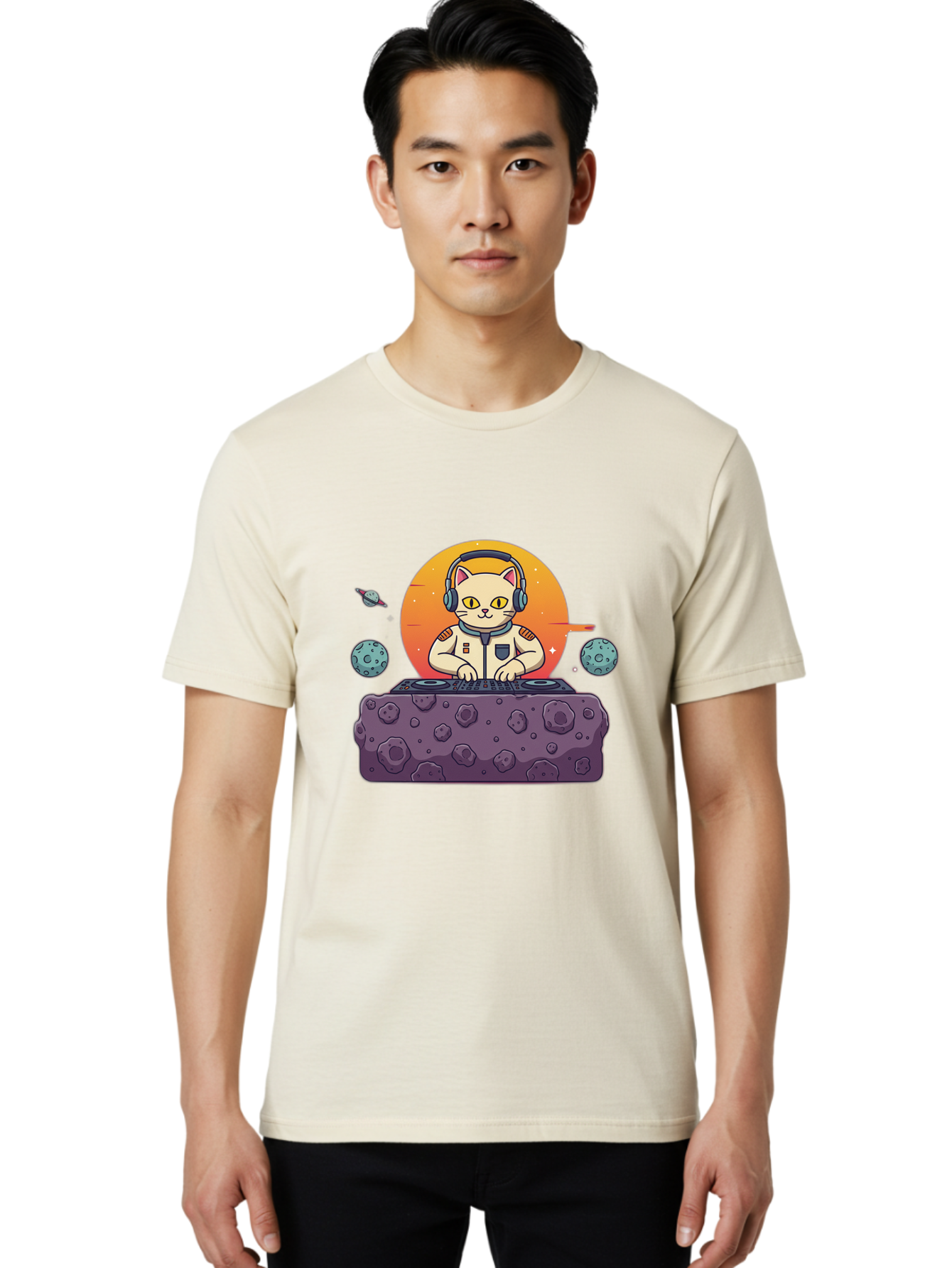 Dj-Astronaut-Cat Men'S Graphic Tee, 100% Cotton, Comfortable Casual Summer Wear, Machine Washable, Vintage Camera, Old Camera, Antique Camera, Black Camera, Classic Photography, Photography Equipment, Nostalgic Device, Film Camera, Camera Art Bam297 30
