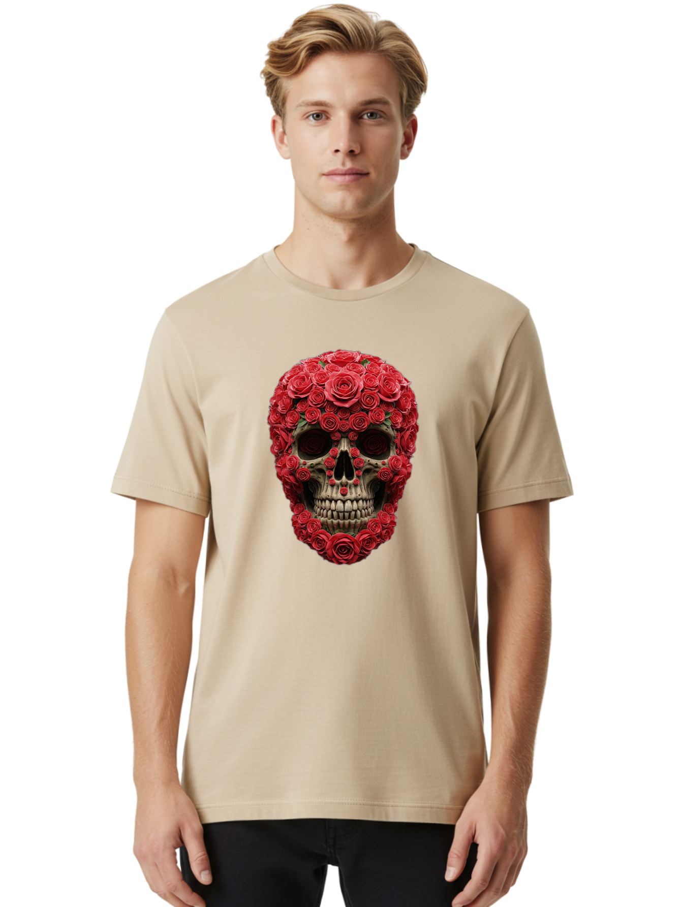 Floral-Skull Men'S Graphic Tee, 100% Cotton, Comfortable Casual Summer Wear, Machine Washable, Vintage Camera, Old Camera, Antique Camera, Black Camera, Classic Photography, Photography Equipment, Nostalgic Device, Film Camera, Camera Art Bam423 20
