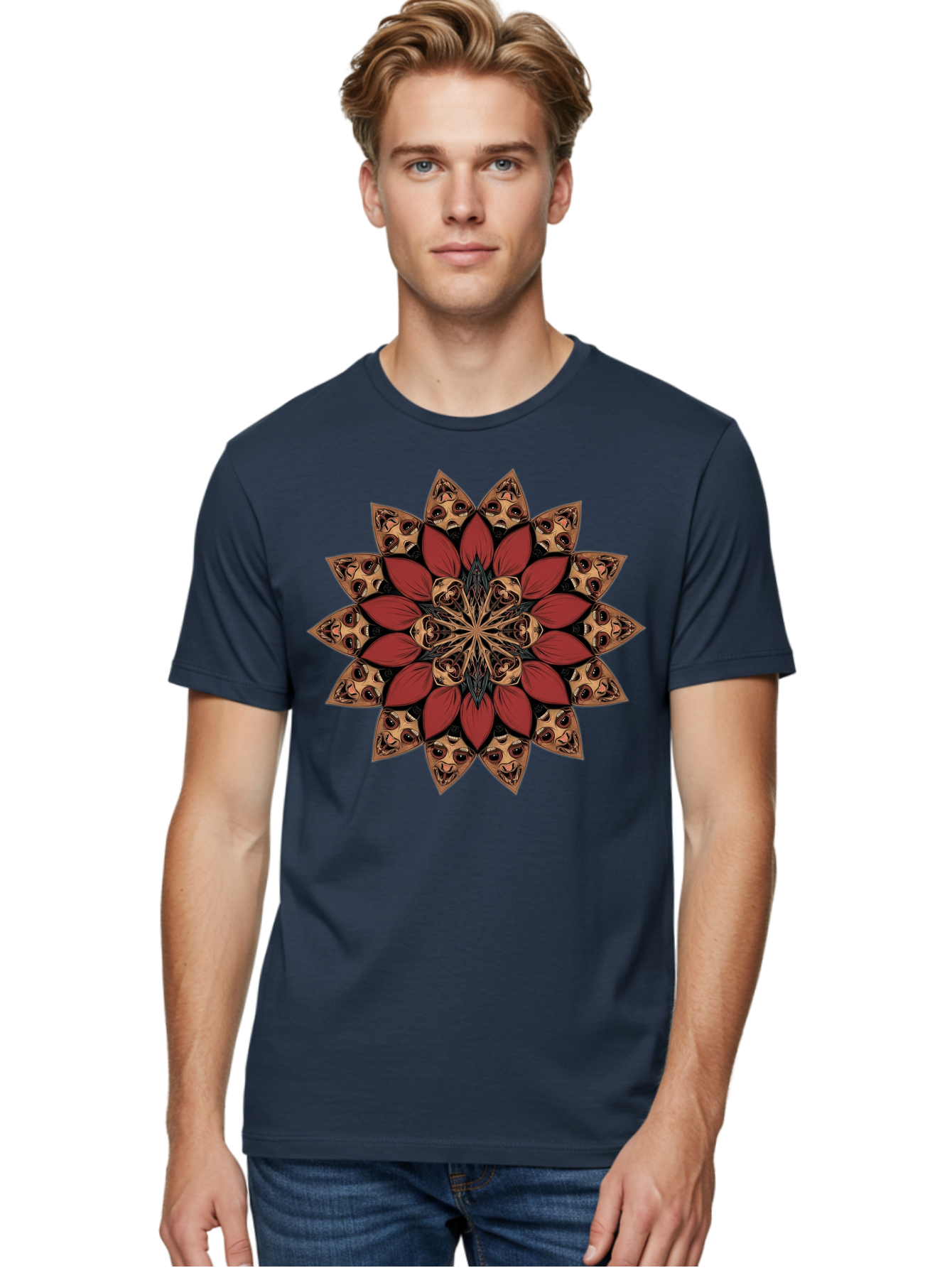Flower-Mandala Men'S Graphic Tee, 100% Cotton, Comfortable Casual Summer Wear, Machine Washable, Vintage Camera, Old Camera, Antique Camera, Black Camera, Classic Photography, Photography Equipment, Nostalgic Device, Film Camera, Camera Art Bam424 16