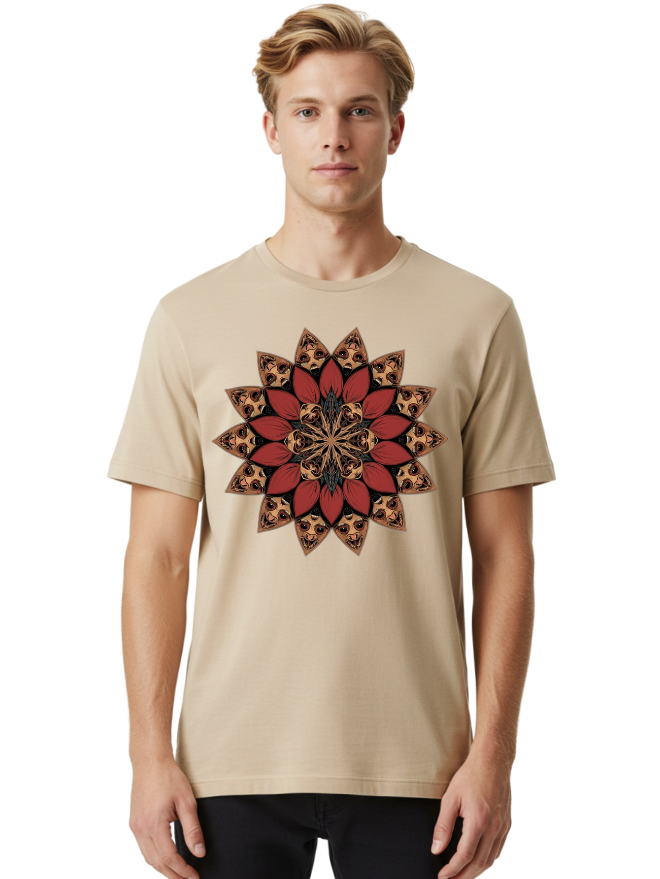 Flower-Mandala Men'S Graphic Tee, 100% Cotton, Comfortable Casual Summer Wear, Machine Washable, Vintage Camera, Old Camera, Antique Camera, Black Camera, Classic Photography, Photography Equipment, Nostalgic Device, Film Camera, Camera Art Bam424 17