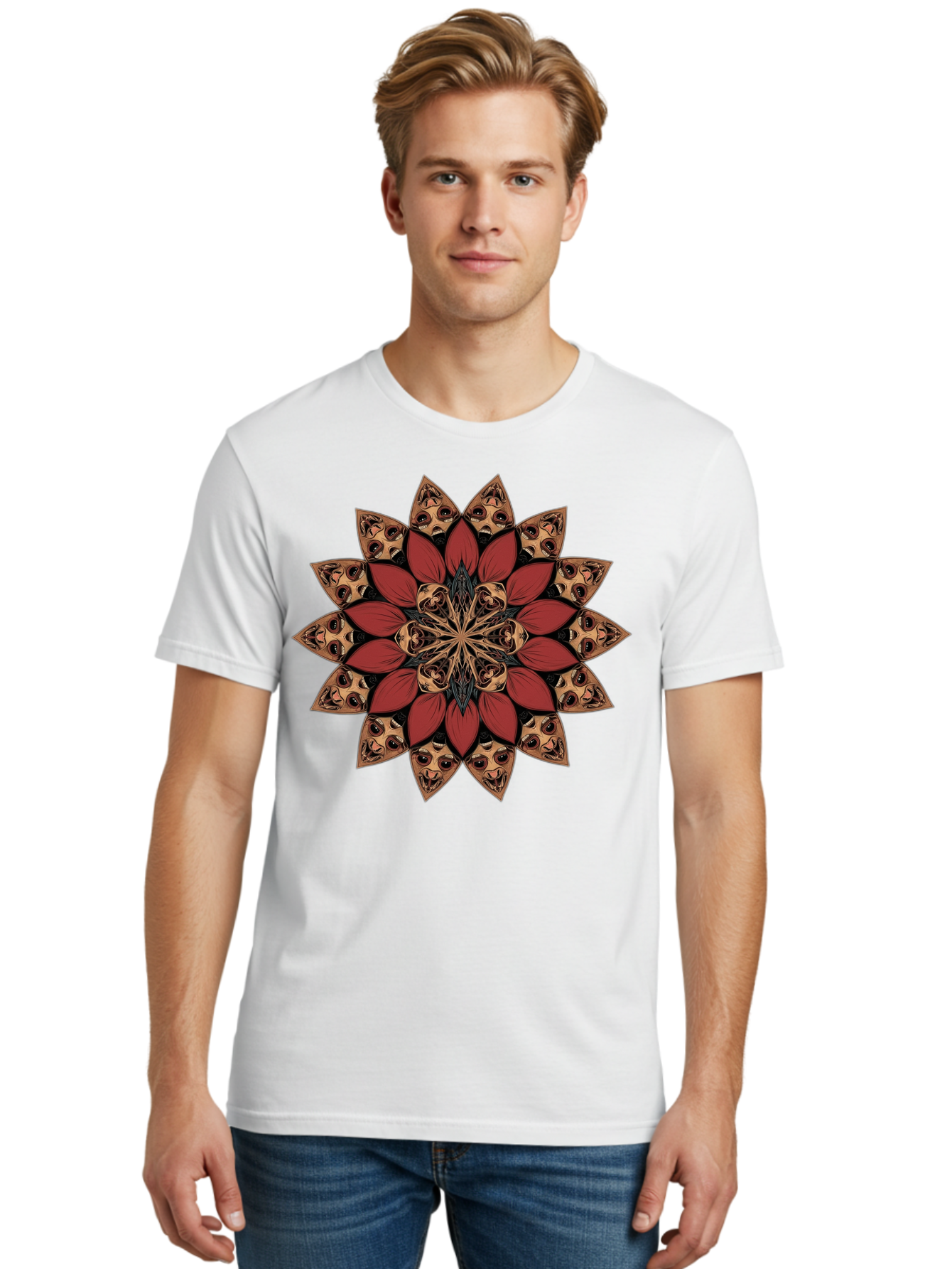 Flower-Mandala Men'S Graphic Tee, 100% Cotton, Comfortable Casual Summer Wear, Machine Washable, Vintage Camera, Old Camera, Antique Camera, Black Camera, Classic Photography, Photography Equipment, Nostalgic Device, Film Camera, Camera Art Bam424 19