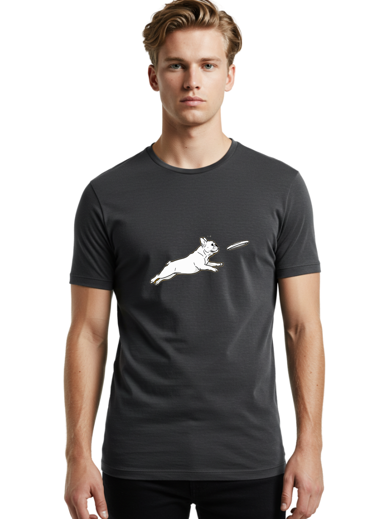 French-Bulldog-Catching-Frisbee Men'S Graphic Tee, 100% Cotton, Comfortable Casual Summer Wear, Machine Washable, Vintage Camera, Old Camera, Antique Camera, Black Camera, Classic Photography, Photography Equipment, Nostalgic Device, Bam435 26
