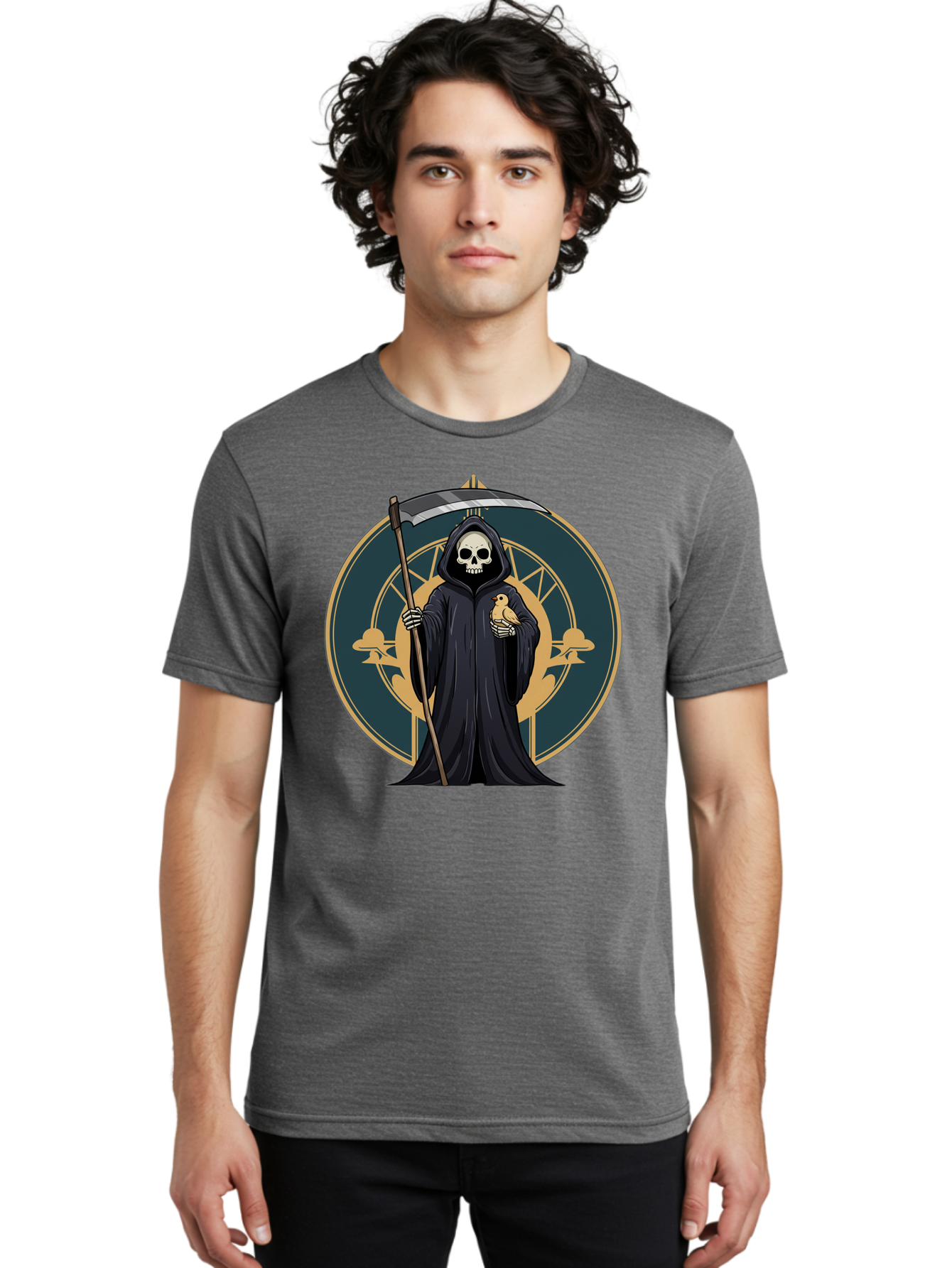 Grim-Reaper-With-Bird Men'S Graphic Tee, 100% Cotton, Comfortable Casual Summer Wear, Machine Washable, Vintage Camera, Old Camera, Antique Camera, Black Camera, Classic Photography, Photography Equipment, Nostalgic Device, Film Camera, Bam591 26