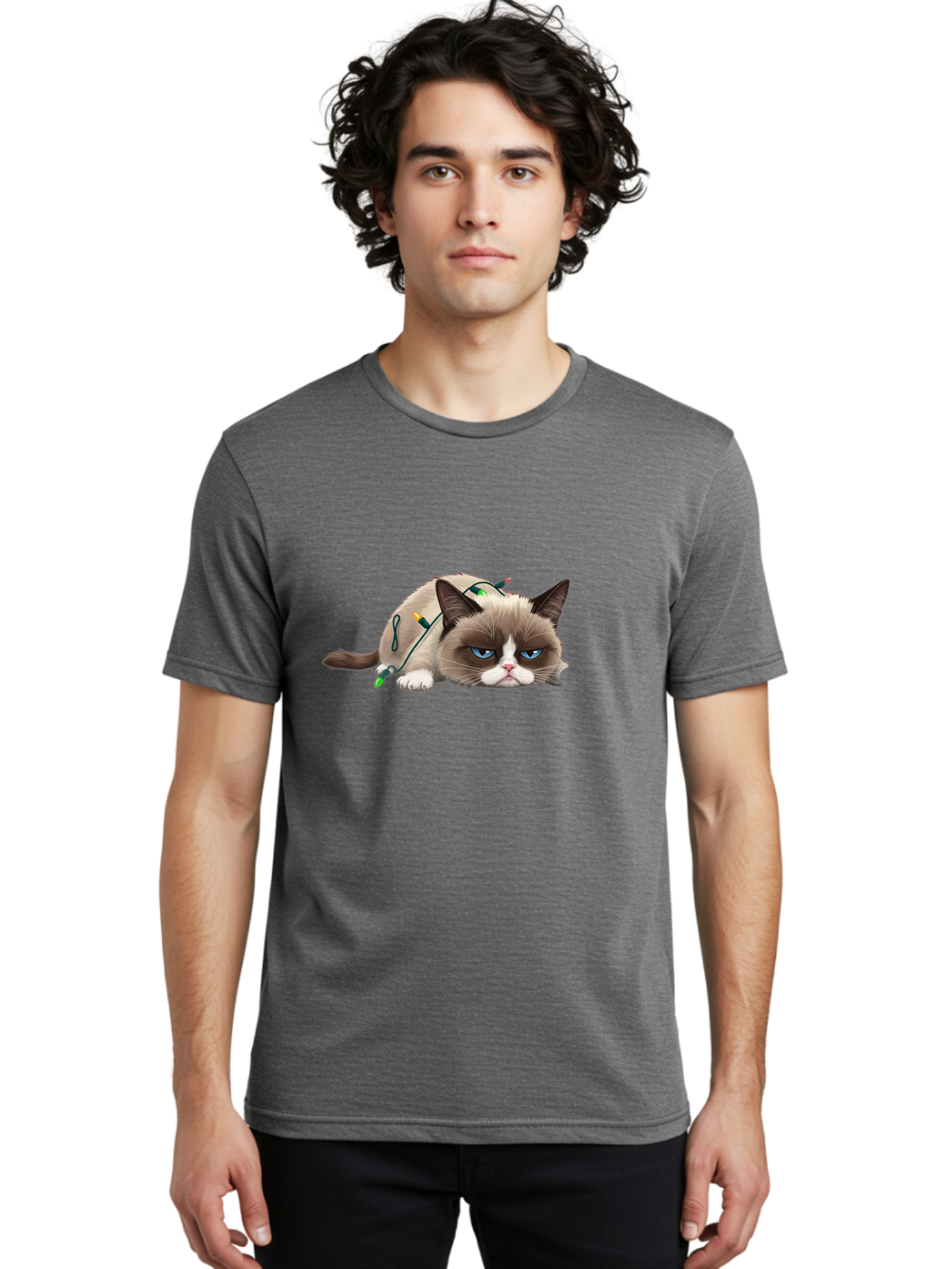 Grumpy-Cat-With-Christmas-Sweater Men'S Graphic Tee, 100% Cotton, Comfortable Casual Summer Wear, Machine Washable, Vintage Camera, Old Camera, Antique Camera, Black Camera, Classic Photography, Photography Equipment, Nostalgic Device, Bam598 21