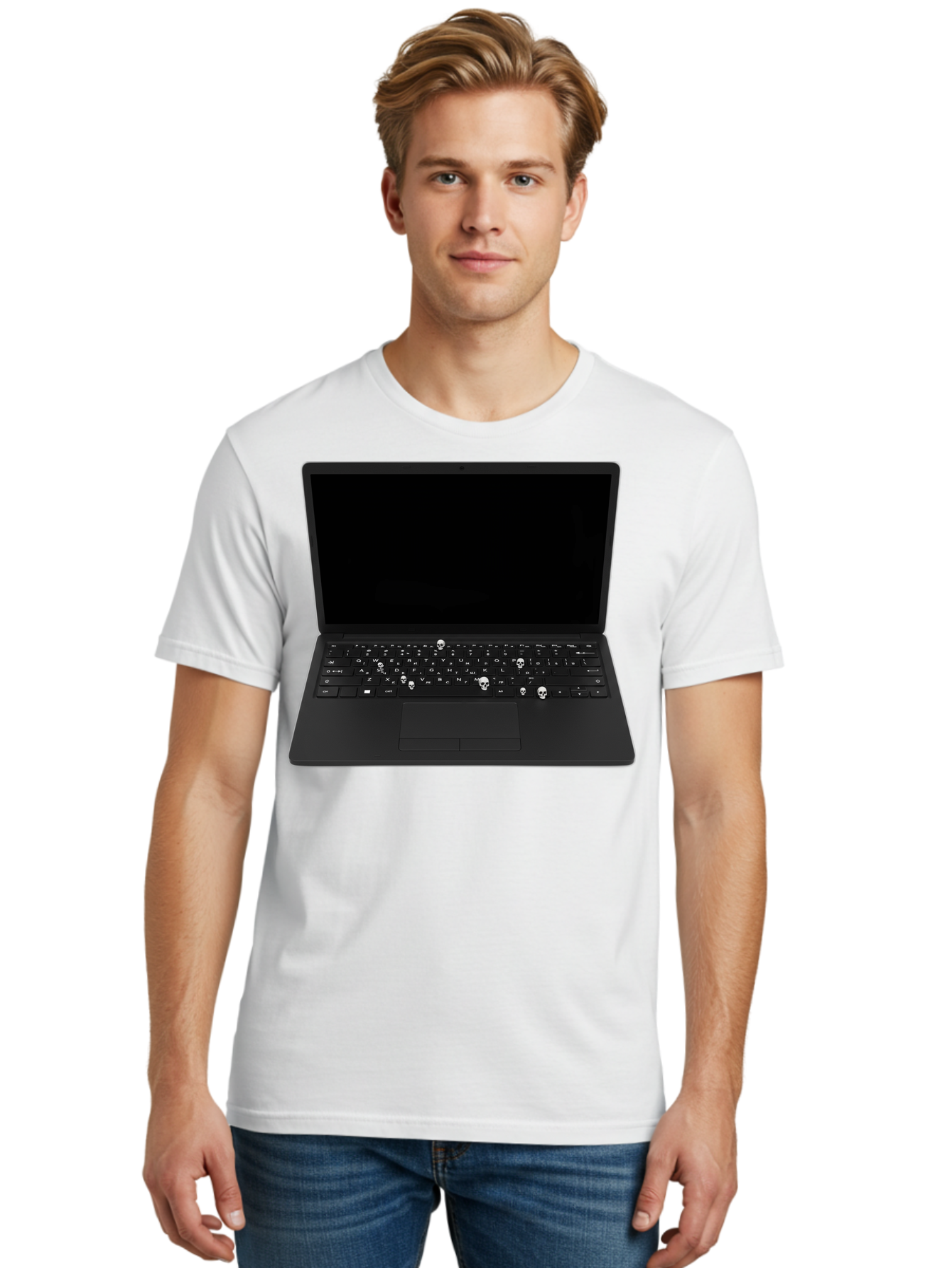 Laptop-With-Skull-Keys Men'S Graphic Tee, 100% Cotton, Comfortable Casual Summer Wear, Machine Washable, Vintage Camera, Old Camera, Antique Camera, Black Camera, Classic Photography, Photography Equipment, Nostalgic Device, Film Camera, Bam730 28