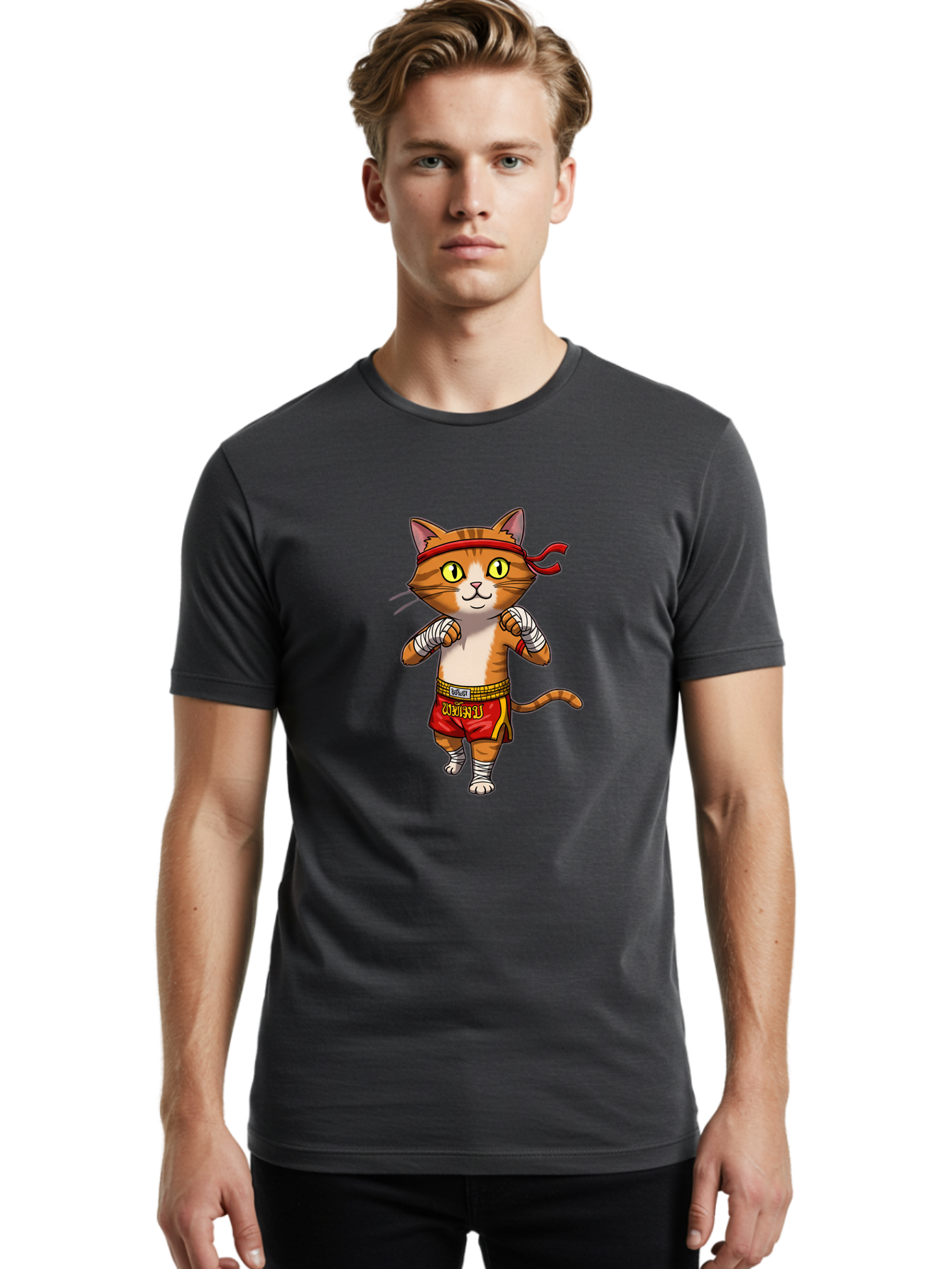 Muay-Thai-Cat-2 Men'S Graphic Tee, 100% Cotton, Comfortable Casual Summer Wear, Machine Washable, Vintage Camera, Old Camera, Antique Camera, Black Camera, Classic Photography, Photography Equipment, Nostalgic Device, Film Camera, Camera Art Bam942 22