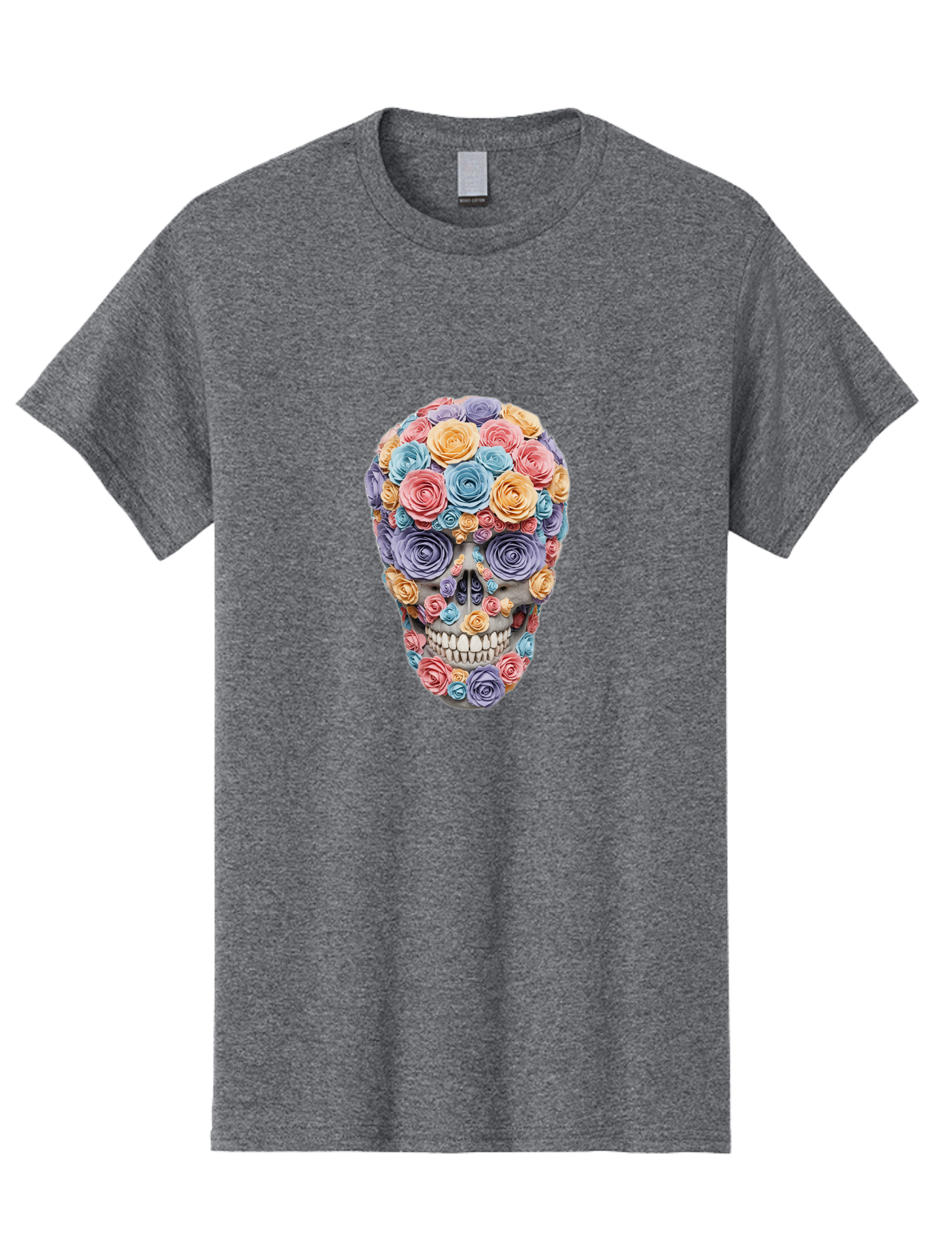Multicolor-Floral-Skull-1 Men'S Graphic Tee, 100% Cotton, Comfortable Casual Summer Wear, Machine Washable, Vintage Camera, Old Camera, Antique Camera, Black Camera, Classic Photography, Photography Equipment, Nostalgic Device, Film Camera, Bam957 3