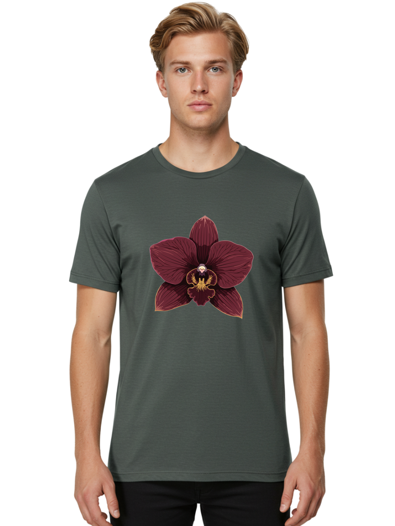 Orchid-Flower Men'S Graphic Tee, 100% Cotton, Comfortable Casual Summer Wear, Machine Washable, Vintage Camera, Old Camera, Antique Camera, Black Camera, Classic Photography, Photography Equipment, Nostalgic Device, Film Camera, Camera Art Ban005 23