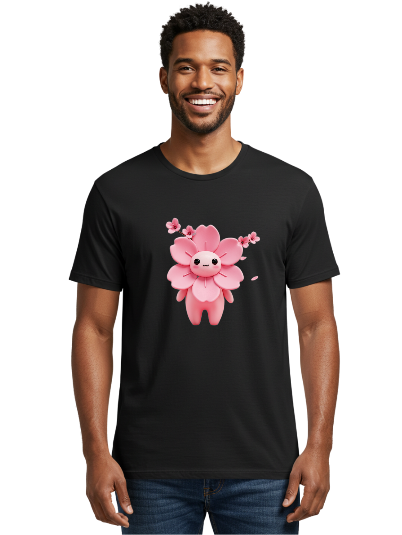 Pink-Flower-Character Men'S Graphic Tee, 100% Cotton, Comfortable Casual Summer Wear, Machine Washable, Vintage Camera, Old Camera, Antique Camera, Black Camera, Classic Photography, Photography Equipment, Nostalgic Device, Film Camera, Ban130 24