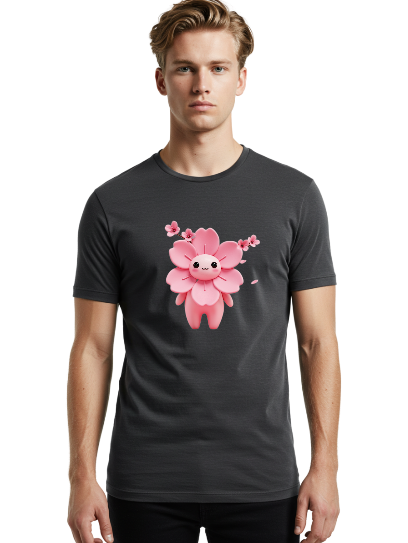 Pink-Flower-Character Men'S Graphic Tee, 100% Cotton, Comfortable Casual Summer Wear, Machine Washable, Vintage Camera, Old Camera, Antique Camera, Black Camera, Classic Photography, Photography Equipment, Nostalgic Device, Film Camera, Ban130 17
