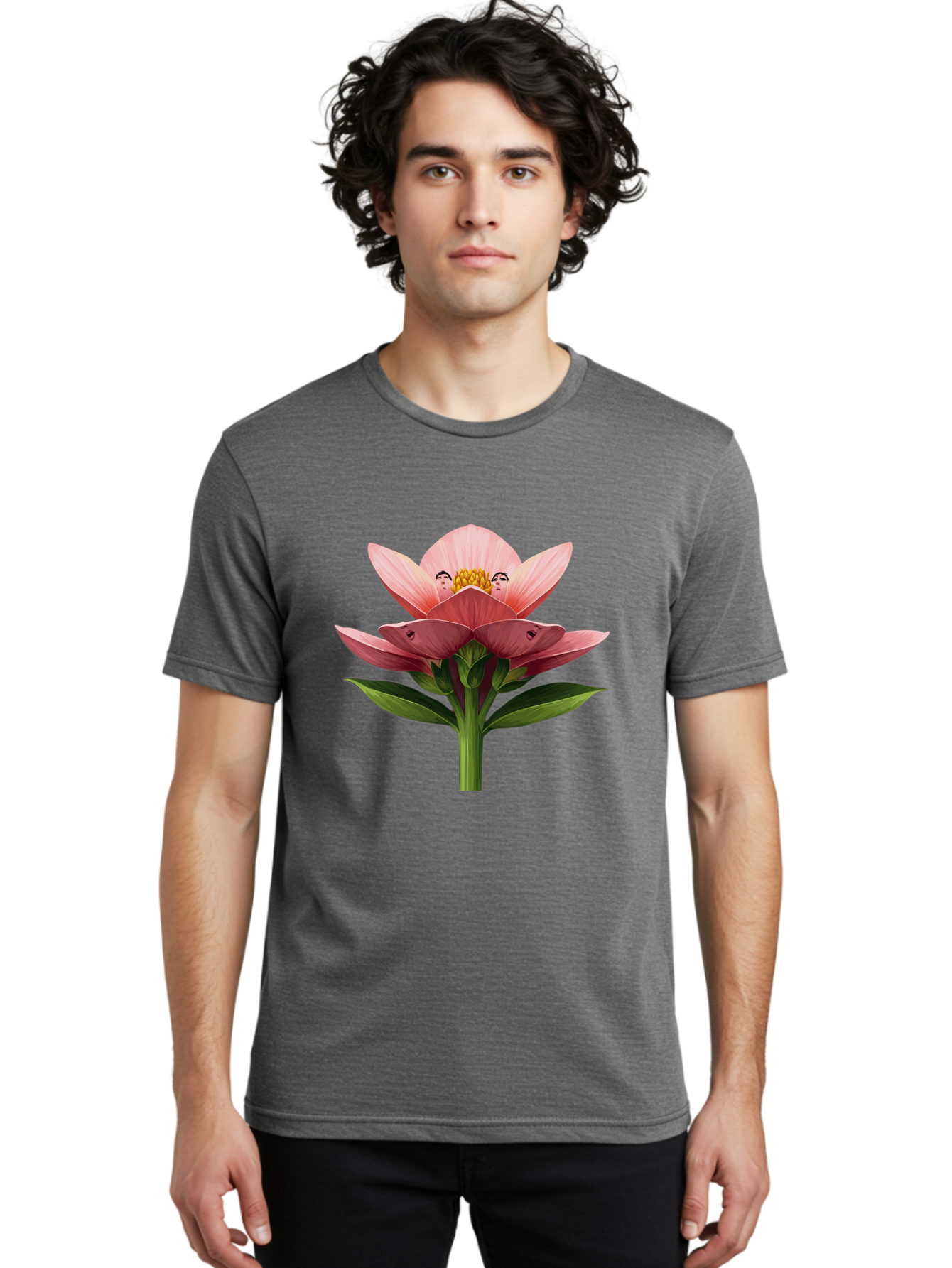 Pink-Flower-With-Faces Men'S Graphic Tee, 100% Cotton, Comfortable Casual Summer Wear, Machine Washable, Vintage Camera, Old Camera, Antique Camera, Black Camera, Classic Photography, Photography Equipment, Nostalgic Device, Film Camera, Ban131 18