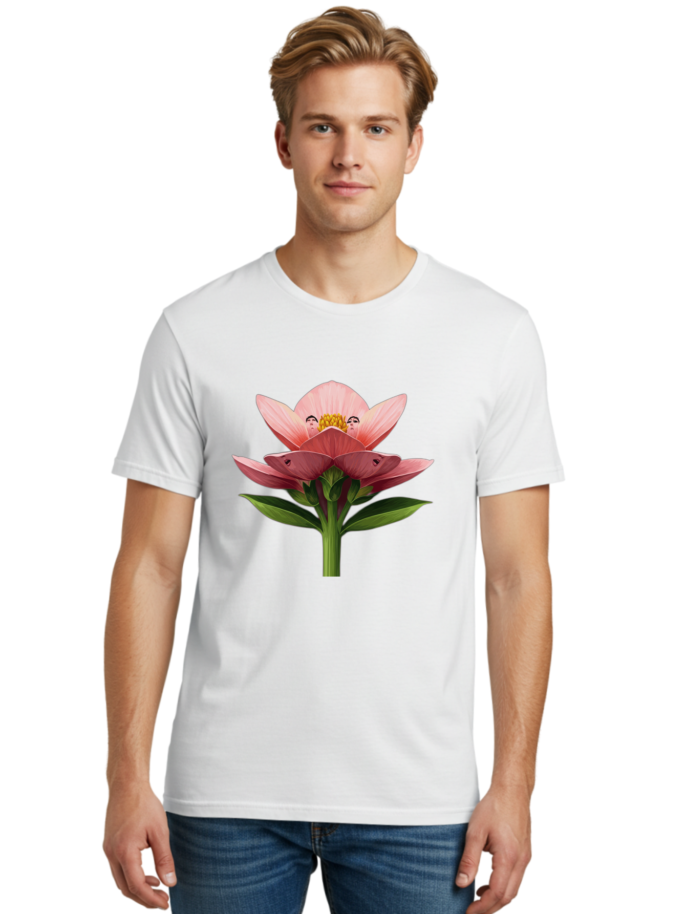 Pink-Flower-With-Faces Men'S Graphic Tee, 100% Cotton, Comfortable Casual Summer Wear, Machine Washable, Vintage Camera, Old Camera, Antique Camera, Black Camera, Classic Photography, Photography Equipment, Nostalgic Device, Film Camera, Ban131 29