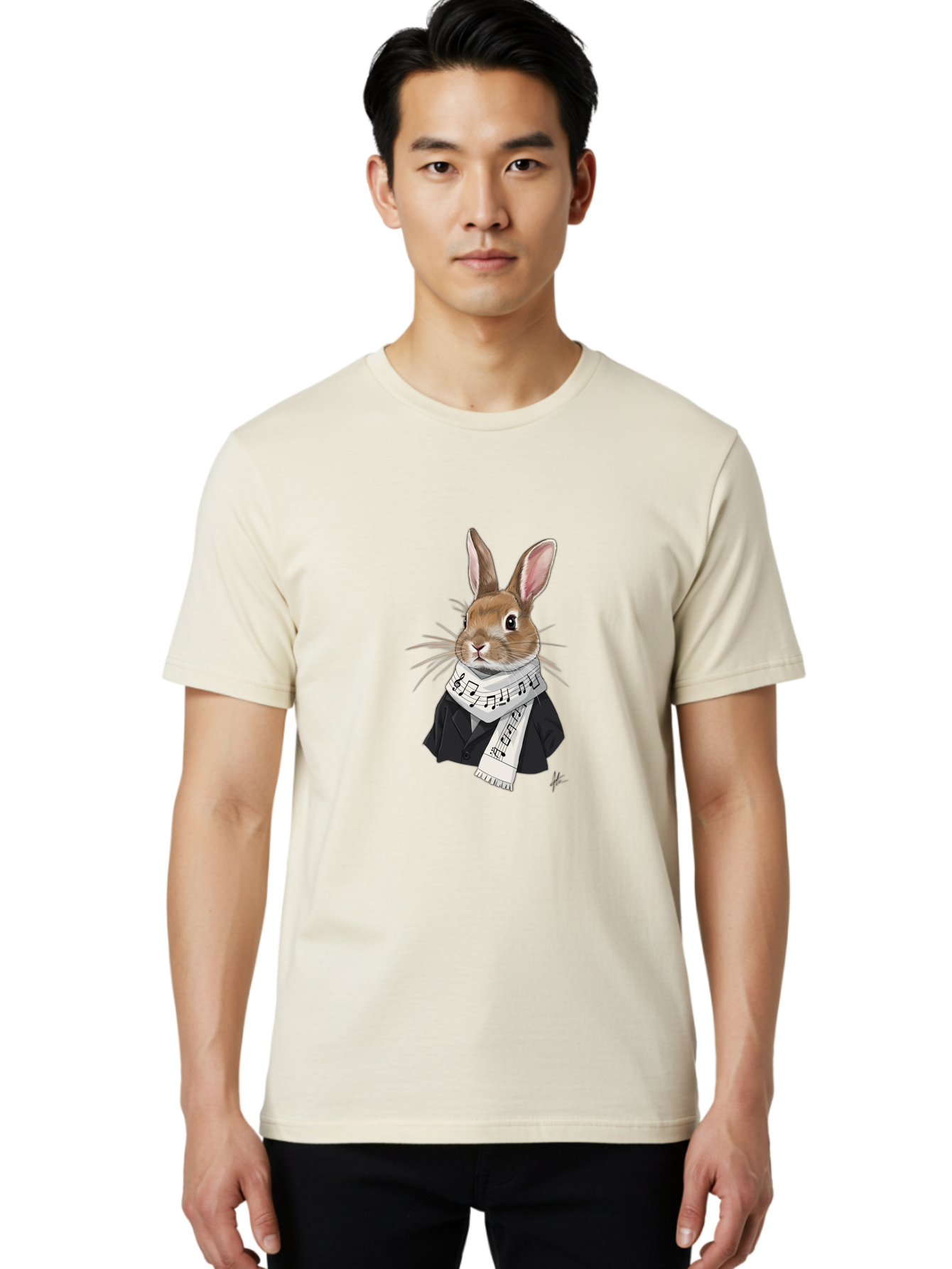 Rabbit-In-Music-Notes-Scarf Men'S Graphic Tee, 100% Cotton, Comfortable Casual Summer Wear, Machine Washable, Vintage Camera, Old Camera, Antique Camera, Black Camera, Classic Photography, Photography Equipment, Nostalgic Device, Film Camera, Ban238 23