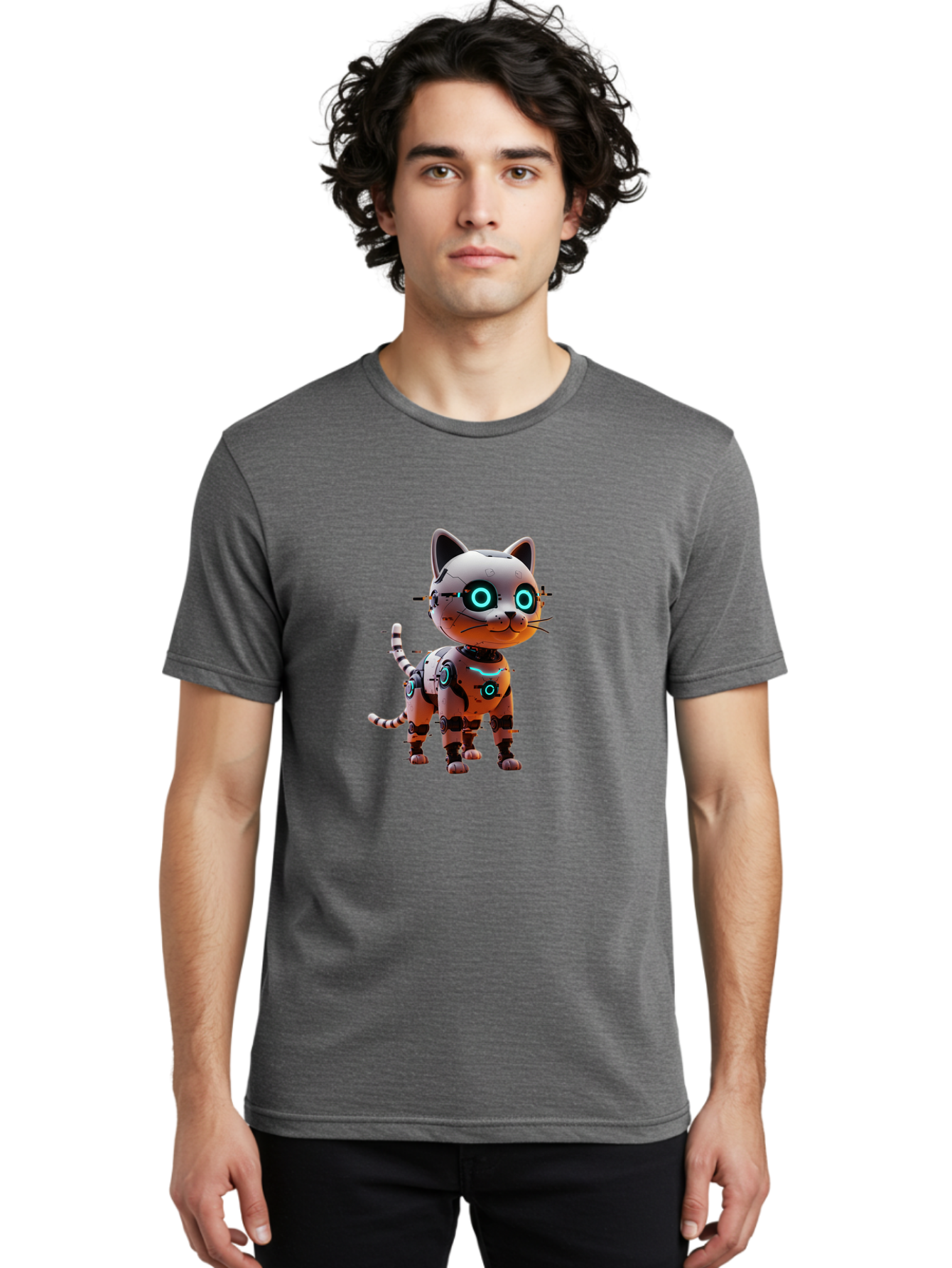 Robot-Cat-1 Men'S Graphic Tee, 100% Cotton, Comfortable Casual Summer Wear, Machine Washable, Vintage Camera, Old Camera, Antique Camera, Black Camera, Classic Photography, Photography Equipment, Nostalgic Device, Film Camera, Camera Art Ban326 21