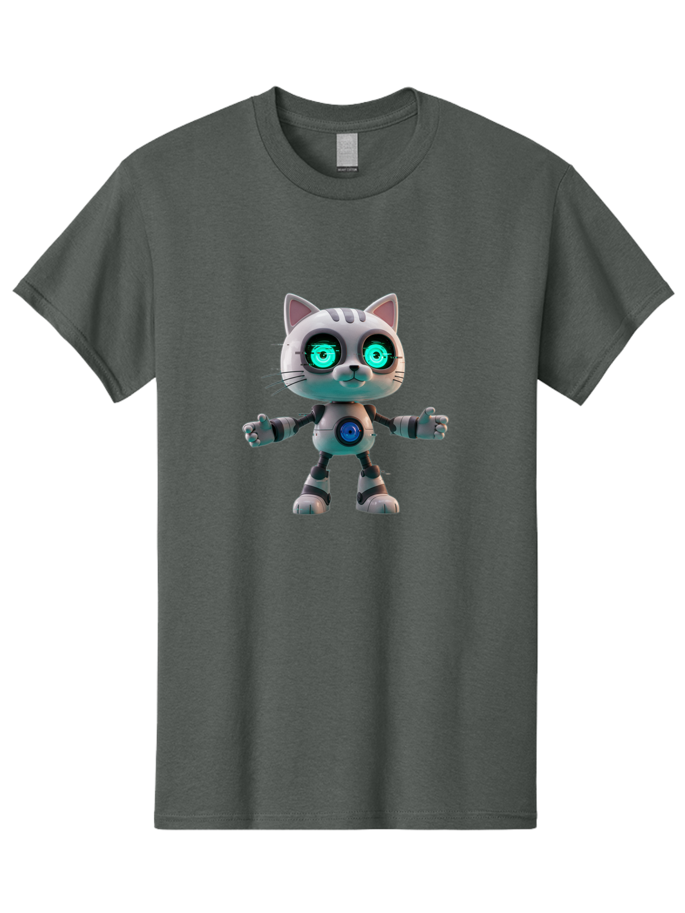 Robot-Cat-2 Men'S Graphic Tee, 100% Cotton, Comfortable Casual Summer Wear, Machine Washable, Vintage Camera, Old Camera, Antique Camera, Black Camera, Classic Photography, Photography Equipment, Nostalgic Device, Film Camera, Camera Art Ban327 6