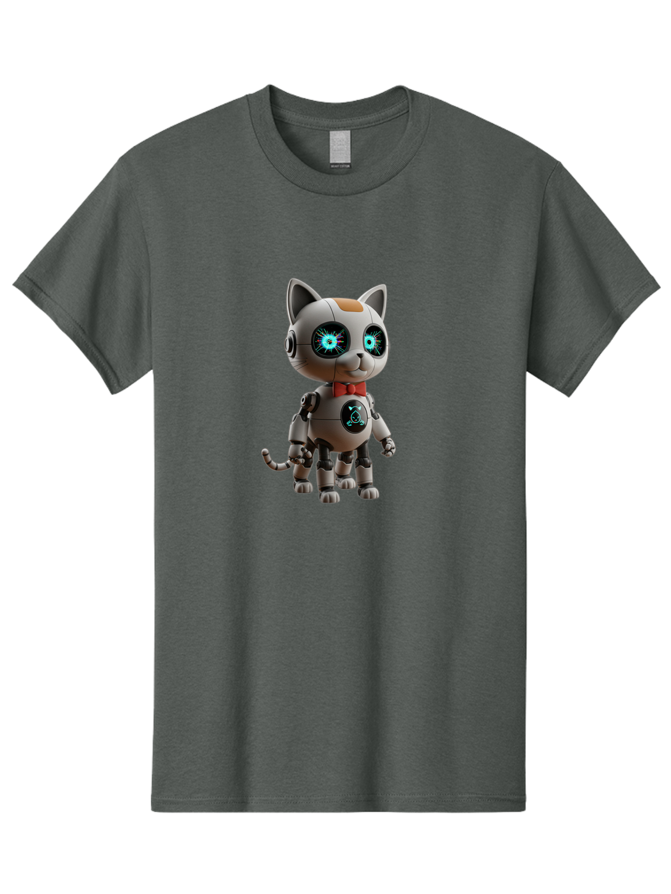 Robot-Cat-3 Men'S Graphic Tee, 100% Cotton, Comfortable Casual Summer Wear, Machine Washable, Vintage Camera, Old Camera, Antique Camera, Black Camera, Classic Photography, Photography Equipment, Nostalgic Device, Film Camera, Camera Art Ban328 1