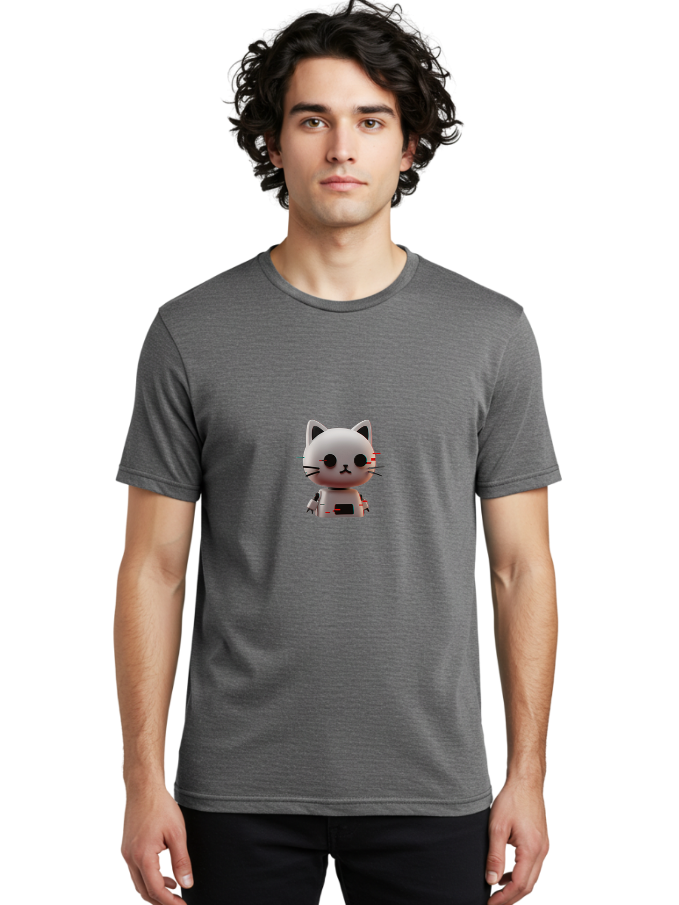Robot-Cat-5 Men'S Graphic Tee, 100% Cotton, Comfortable Casual Summer Wear, Machine Washable, Vintage Camera, Old Camera, Antique Camera, Black Camera, Classic Photography, Photography Equipment, Nostalgic Device, Film Camera, Camera Art Ban330 27