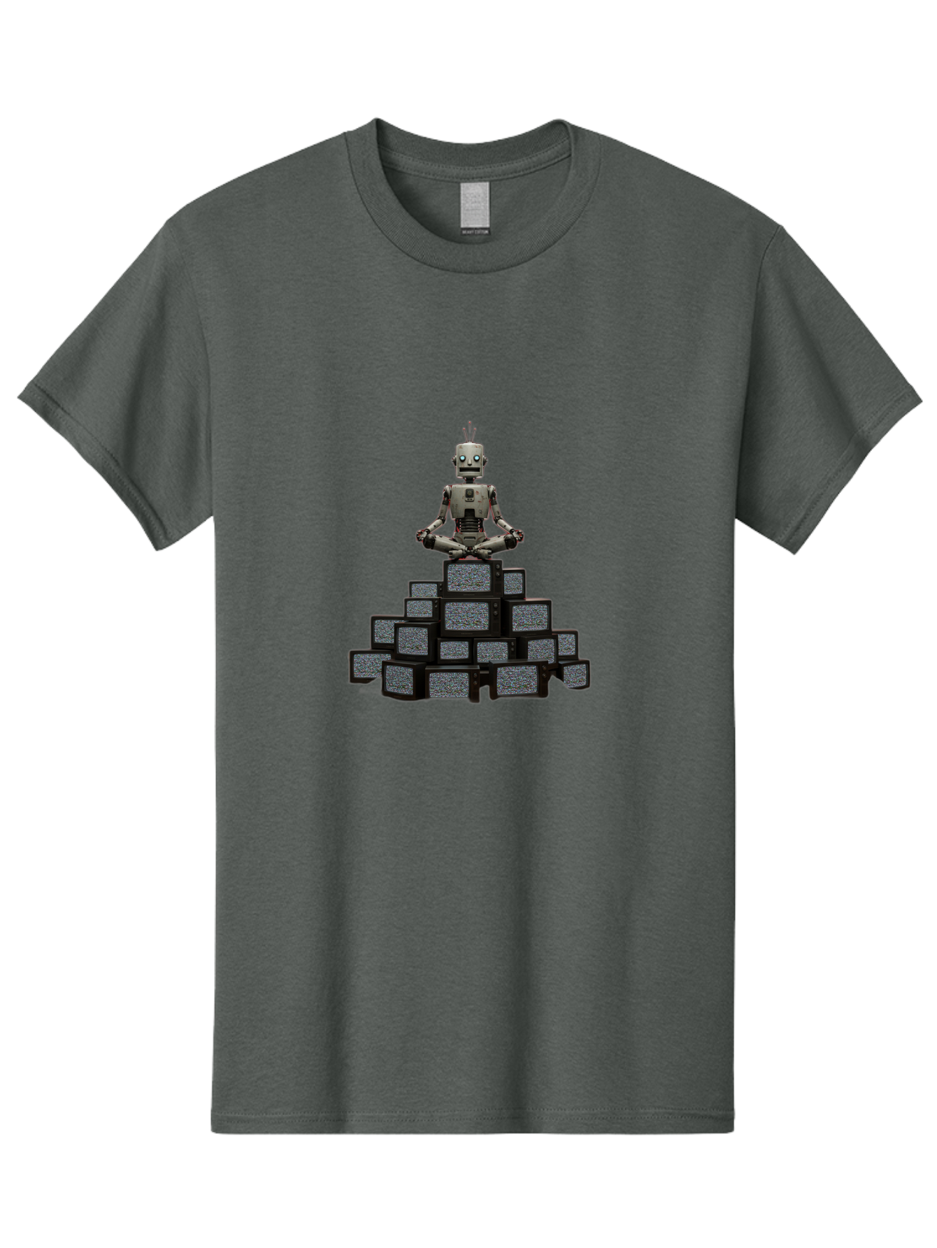 Robot-In-Meditation-Pose-1 Men'S Graphic Tee, 100% Cotton, Comfortable Casual Summer Wear, Machine Washable, Vintage Camera, Old Camera, Antique Camera, Black Camera, Classic Photography, Photography Equipment, Nostalgic Device, Film Camera, Ban341 2