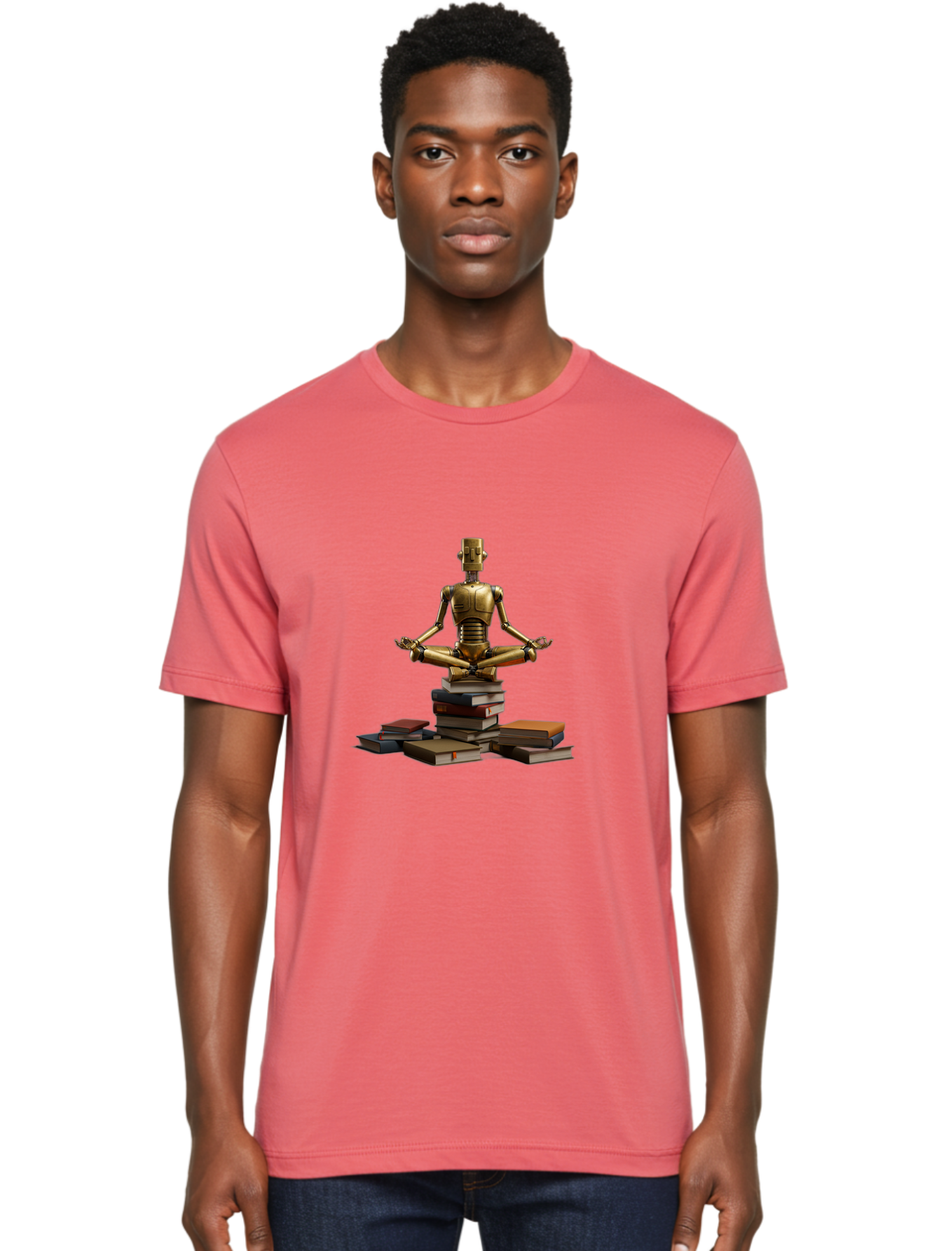 Robot-In-Meditation-Pose Men'S Graphic Tee, 100% Cotton, Comfortable Casual Summer Wear, Machine Washable, Vintage Camera, Old Camera, Antique Camera, Black Camera, Classic Photography, Photography Equipment, Nostalgic Device, Film Camera, Ban342 25