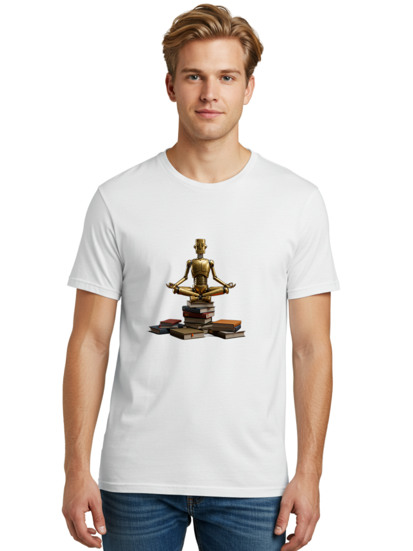 Robot-In-Meditation-Pose Men'S Graphic Tee, 100% Cotton, Comfortable Casual Summer Wear, Machine Washable, Vintage Camera, Old Camera, Antique Camera, Black Camera, Classic Photography, Photography Equipment, Nostalgic Device, Film Camera, Ban342 28
