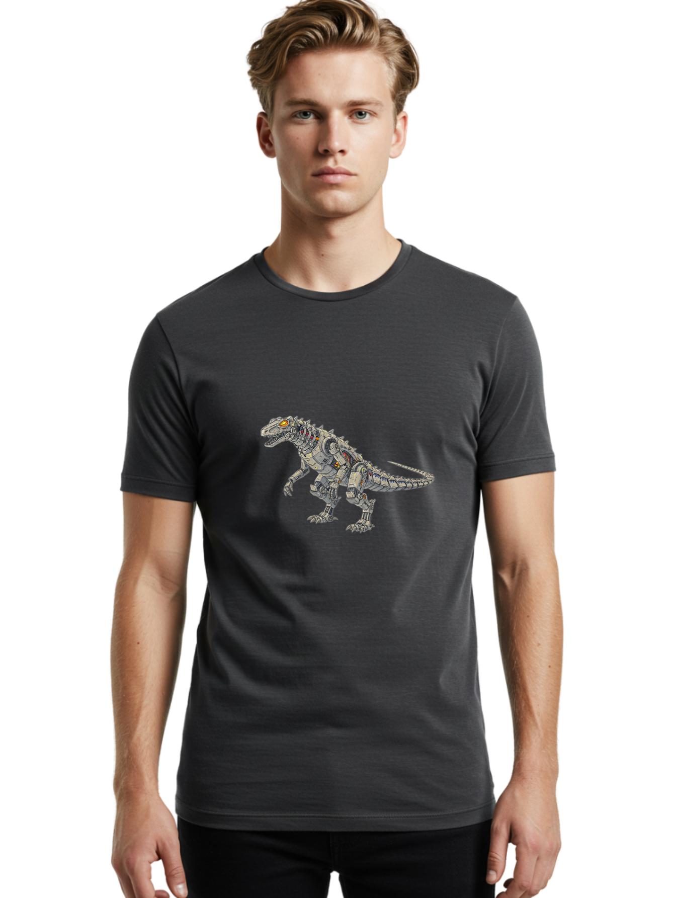 Robot-T-Rex Men'S Graphic Tee, 100% Cotton, Comfortable Casual Summer Wear, Machine Washable, Vintage Camera, Old Camera, Antique Camera, Black Camera, Classic Photography, Photography Equipment, Nostalgic Device, Film Camera, Camera Art Ban348 19