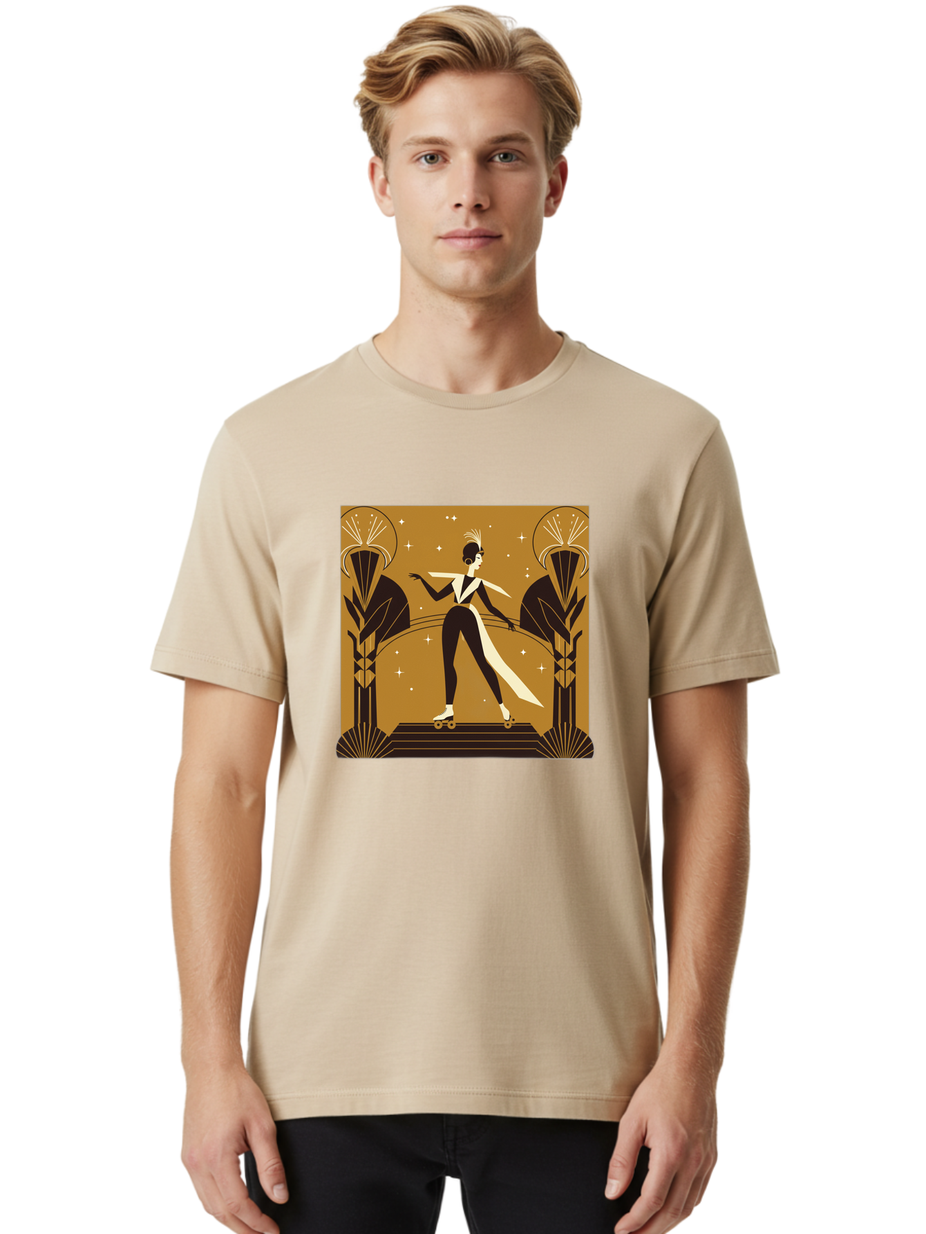 Roller-Skater-Art-Deco-Style Men'S Graphic Tee, 100% Cotton, Comfortable Casual Summer Wear, Machine Washable, Vintage Camera, Old Camera, Antique Camera, Black Camera, Classic Photography, Photography Equipment, Nostalgic Device, Film Camera, Ban359 24