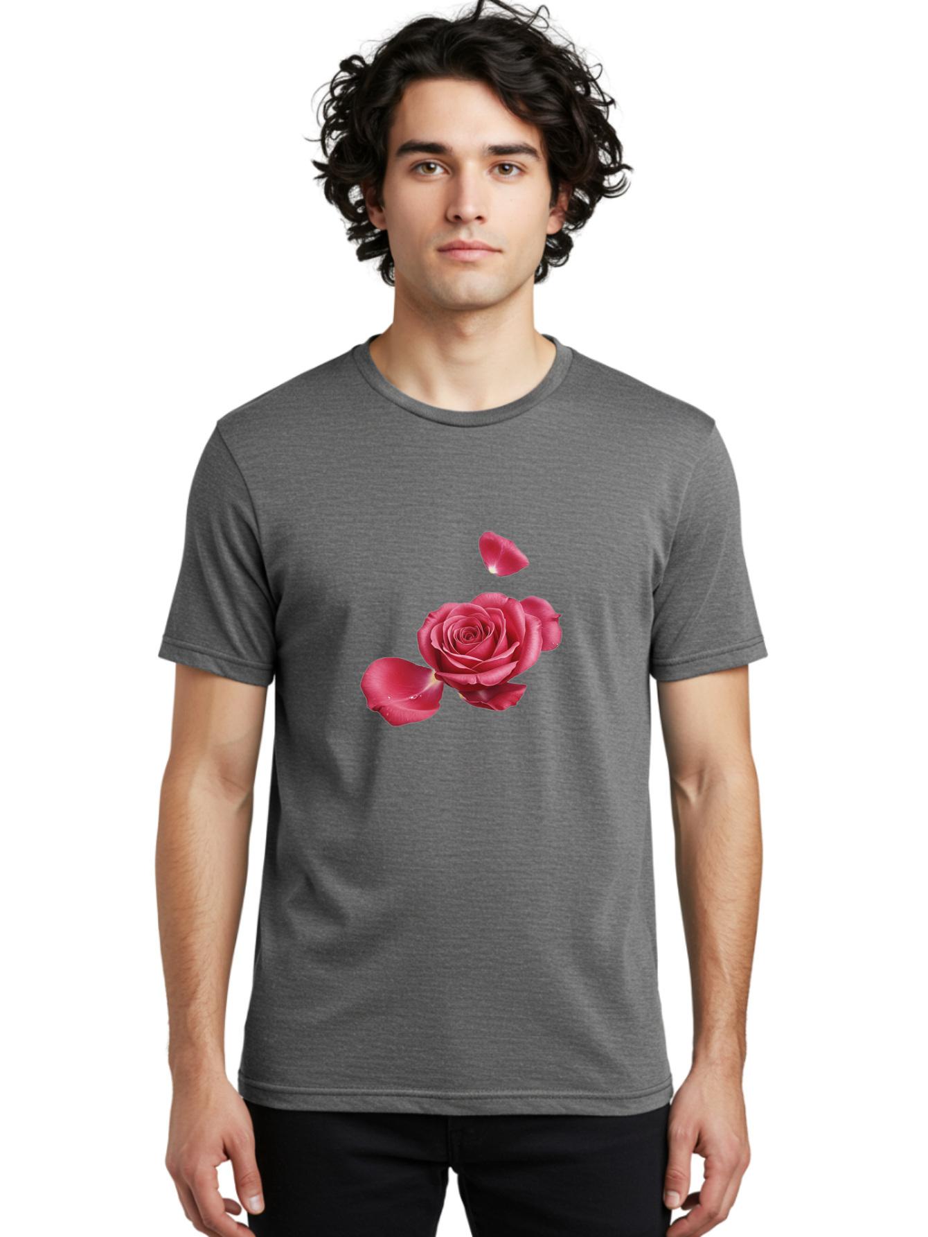 Rose-With-Falling-Petals Men'S Graphic Tee, 100% Cotton, Comfortable Casual Summer Wear, Machine Washable, Vintage Camera, Old Camera, Antique Camera, Black Camera, Classic Photography, Photography Equipment, Nostalgic Device, Film Camera, Ban363 16