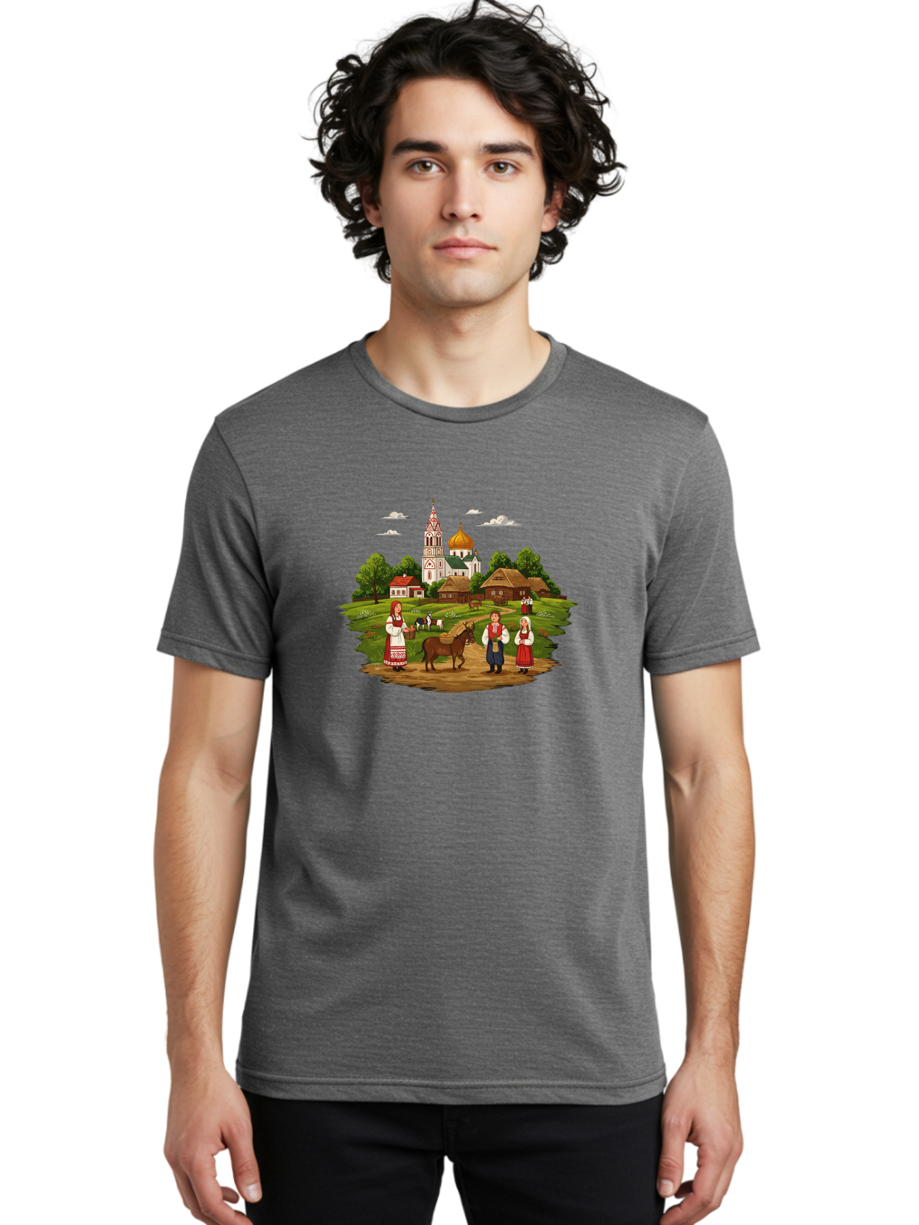 Russian-Village-Scene Men'S Graphic Tee, 100% Cotton, Comfortable Casual Summer Wear, Machine Washable, Vintage Camera, Old Camera, Antique Camera, Black Camera, Classic Photography, Photography Equipment, Nostalgic Device, Film Camera, Ban384 25